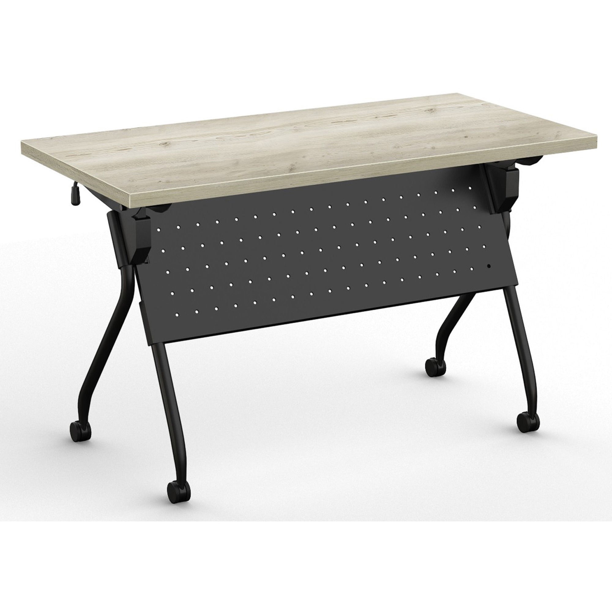 Special-T Transform-2 Flip & Nest Table - Aged Driftwood Rectangle Top - Black Cross Beam Base - 112 lb Capacity x 48" Table Top Width x 24" Table Top Depth x 1.25" Table Top Thickness - 30" Height - Assembly Required - Steel - High Pressure Laminate (HPL) Top Material - 1 Each
