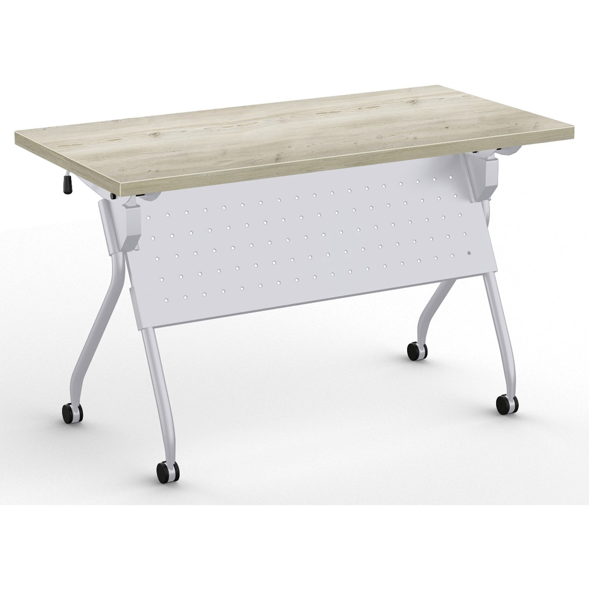 Special-T Transform-2 Flip & Nest Table - Aged Driftwood Rectangle Top - Silver Cross Beam Base - 112 lb Capacity x 48" Table Top Width x 24" Table Top Depth x 1.25" Table Top Thickness - 30" Height - Assembly Required - Steel - High Pressure Laminate (HPL) Top Material - 1 Each