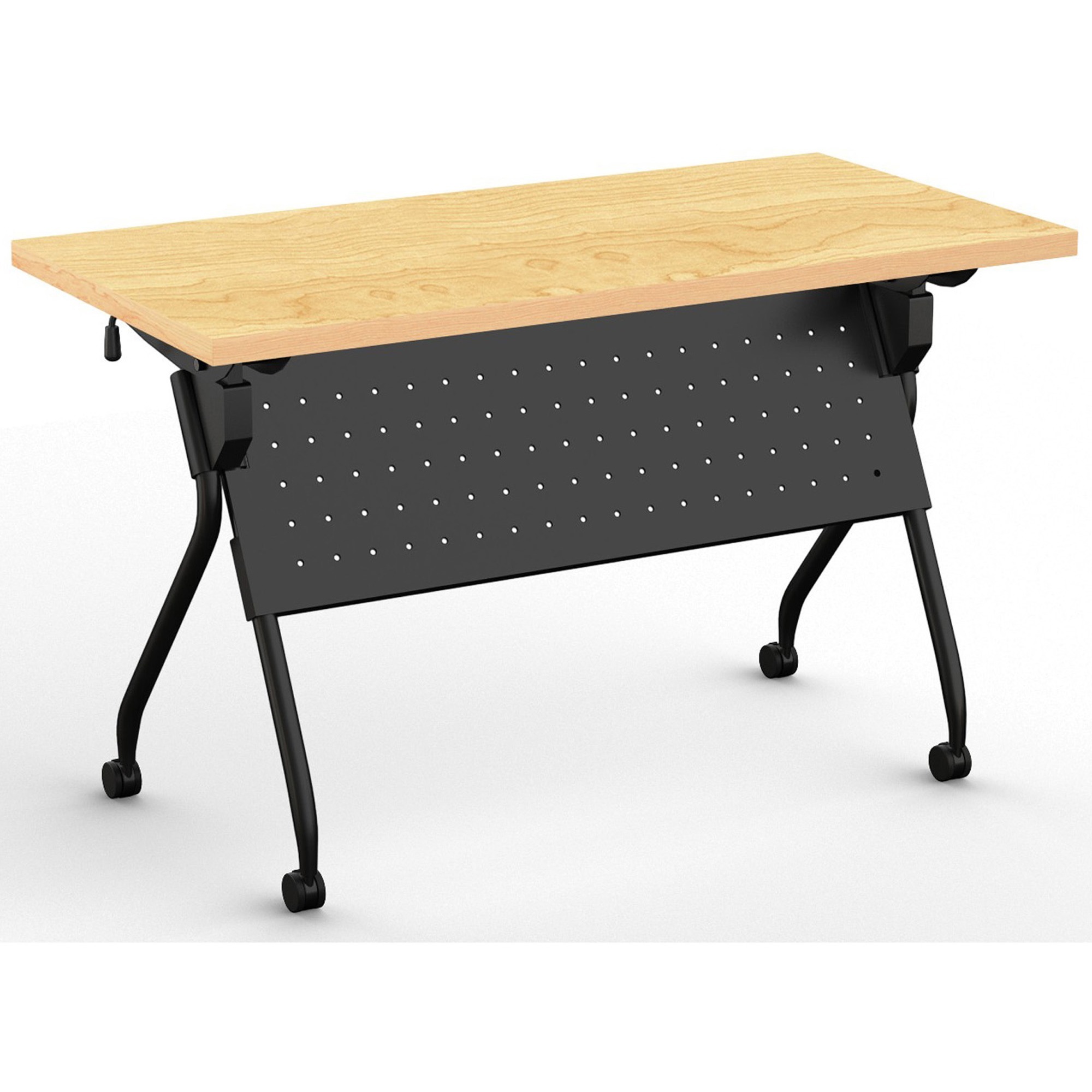 Special-T Transform-2 Flip & Nest Table - Crema Maple Rectangle Top - Black Cross Beam Base - 112 lb Capacity x 48" Table Top Width x 24" Table Top Depth x 1.25" Table Top Thickness - 30" Height - Assembly Required - Steel - High Pressure Laminate (HPL) Top Material - 1 Each