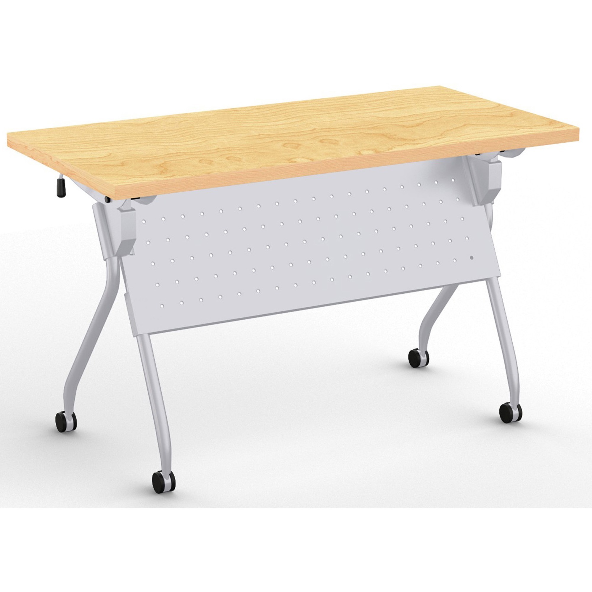 Special-T Transform-2 Flip & Nest Table - Crema Maple Rectangle Top - Silver Cross Beam Base - 112 lb Capacity x 48" Table Top Width x 24" Table Top Depth x 1.25" Table Top Thickness - 30" Height - Assembly Required - Steel - High Pressure Laminate (HPL) Top Material - 1 Each
