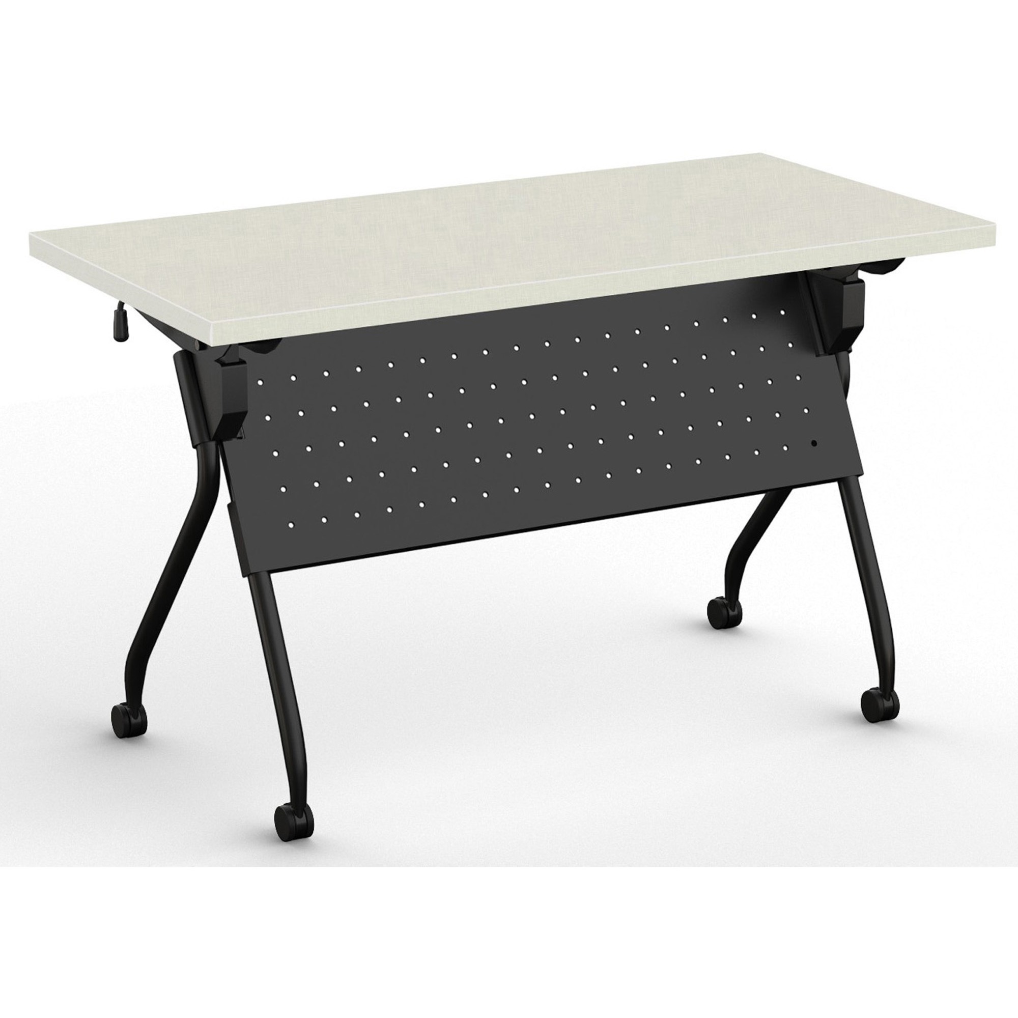 Special-T Transform-2 Flip & Nest Table - Crisp Linen Rectangle Top - Black Cross Beam Base - 112 lb Capacity x 48" Table Top Width x 24" Table Top Depth x 1.25" Table Top Thickness - 30" Height - Assembly Required - Steel - High Pressure Laminate (HPL) Top Material - 1 Each