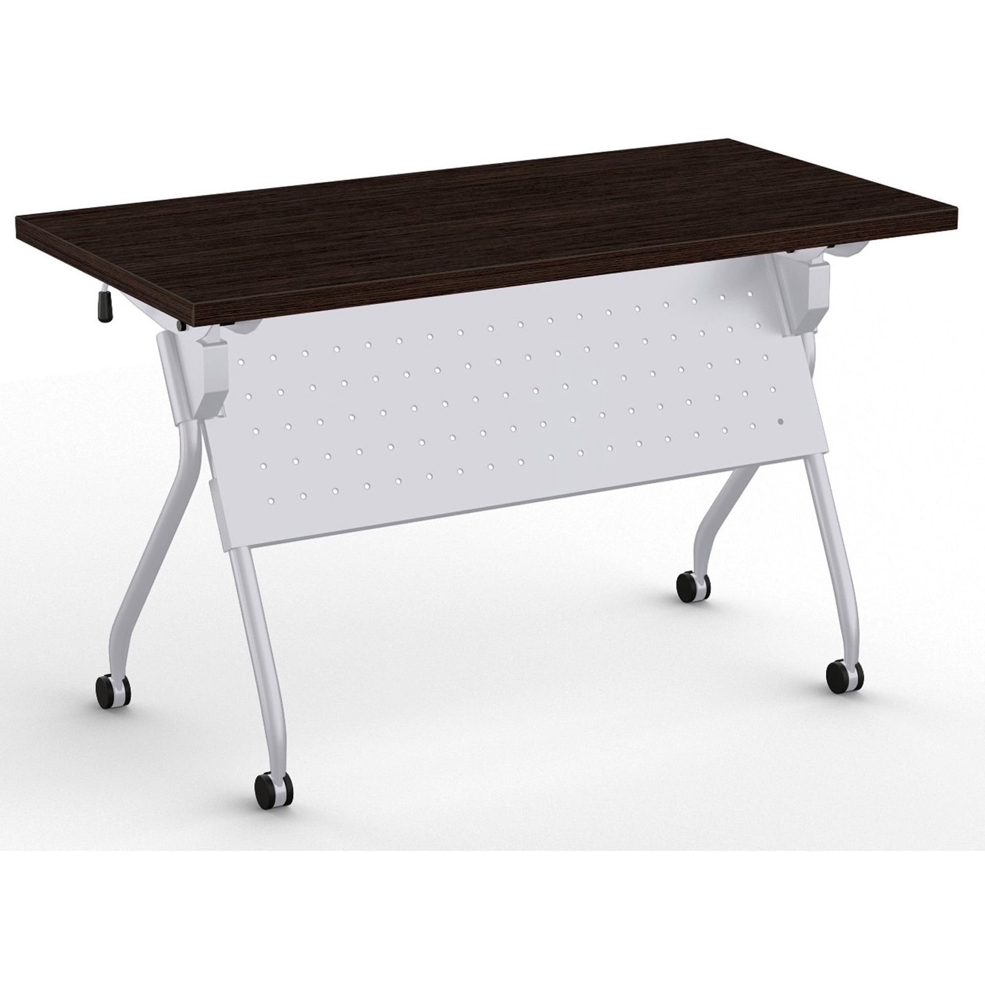 Special-T Transform-2 Flip & Nest Table - Ebony Recon Rectangle Top - Silver Cross Beam Base - 112 lb Capacity x 48" Table Top Width x 24" Table Top Depth x 1.25" Table Top Thickness - 30" Height - Assembly Required - Steel - High Pressure Laminate (HPL) Top Material - 1 Each