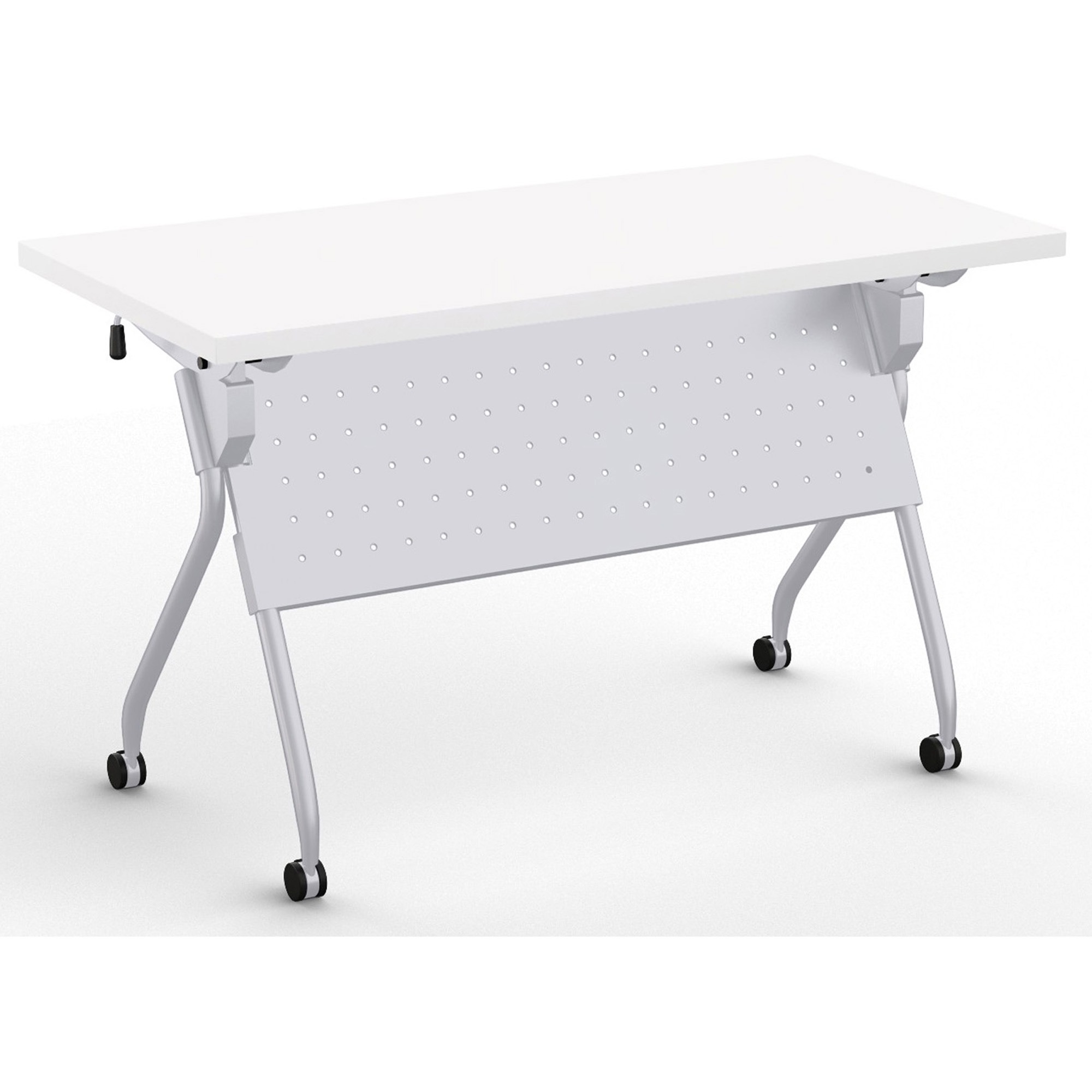 Special-T Transform-2 Flip & Nest Table - White Rectangle Top - Silver Cross Beam Base - 112 lb Capacity x 48" Table Top Width x 24" Table Top Depth x 1.25" Table Top Thickness - 30" Height - Assembly Required - Steel - High Pressure Laminate (HPL) Top Material - 1 Each