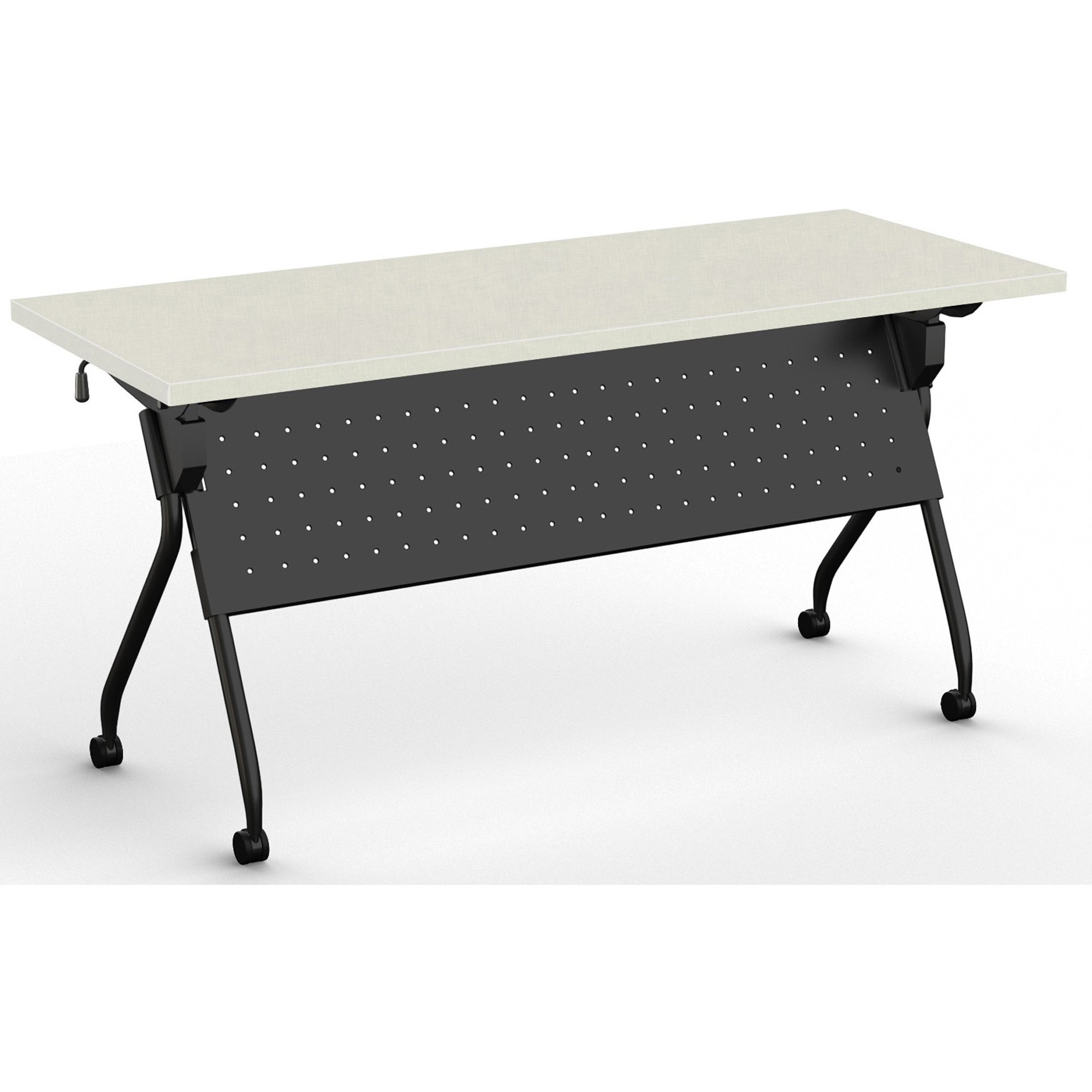 Special-T Transform-2 Flip & Nest Table - Crisp Linen Rectangle Top - Black Cross Beam Base - 112 lb Capacity x 60" Table Top Width x 24" Table Top Depth x 1.25" Table Top Thickness - 30" Height - Assembly Required - Steel - High Pressure Laminate (HPL) Top Material - 1 Each