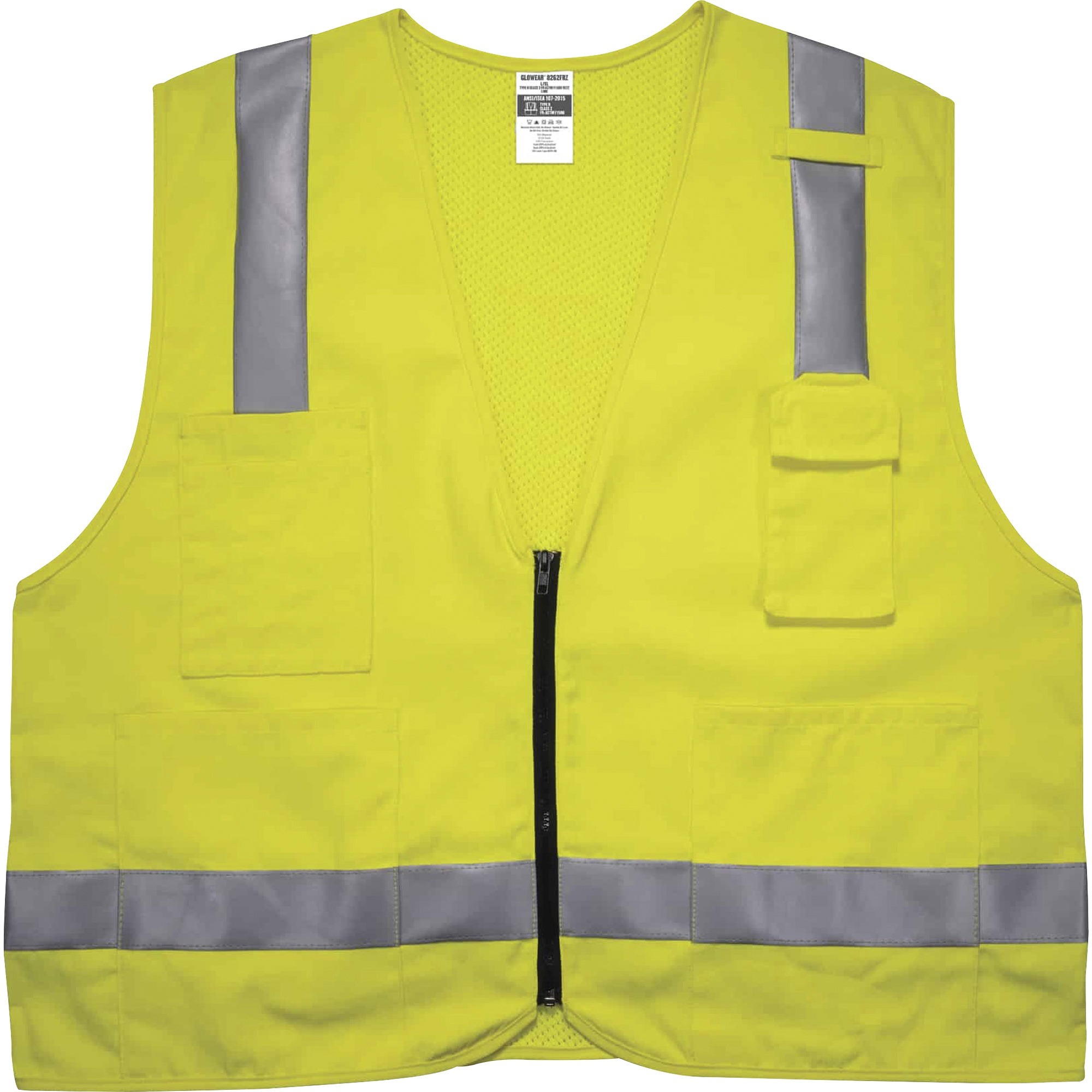 Ergodyne 8262FRZ Hi-Vis Flame-resistant Surveyor Vest - Class 2, NFPA 70E, Mesh