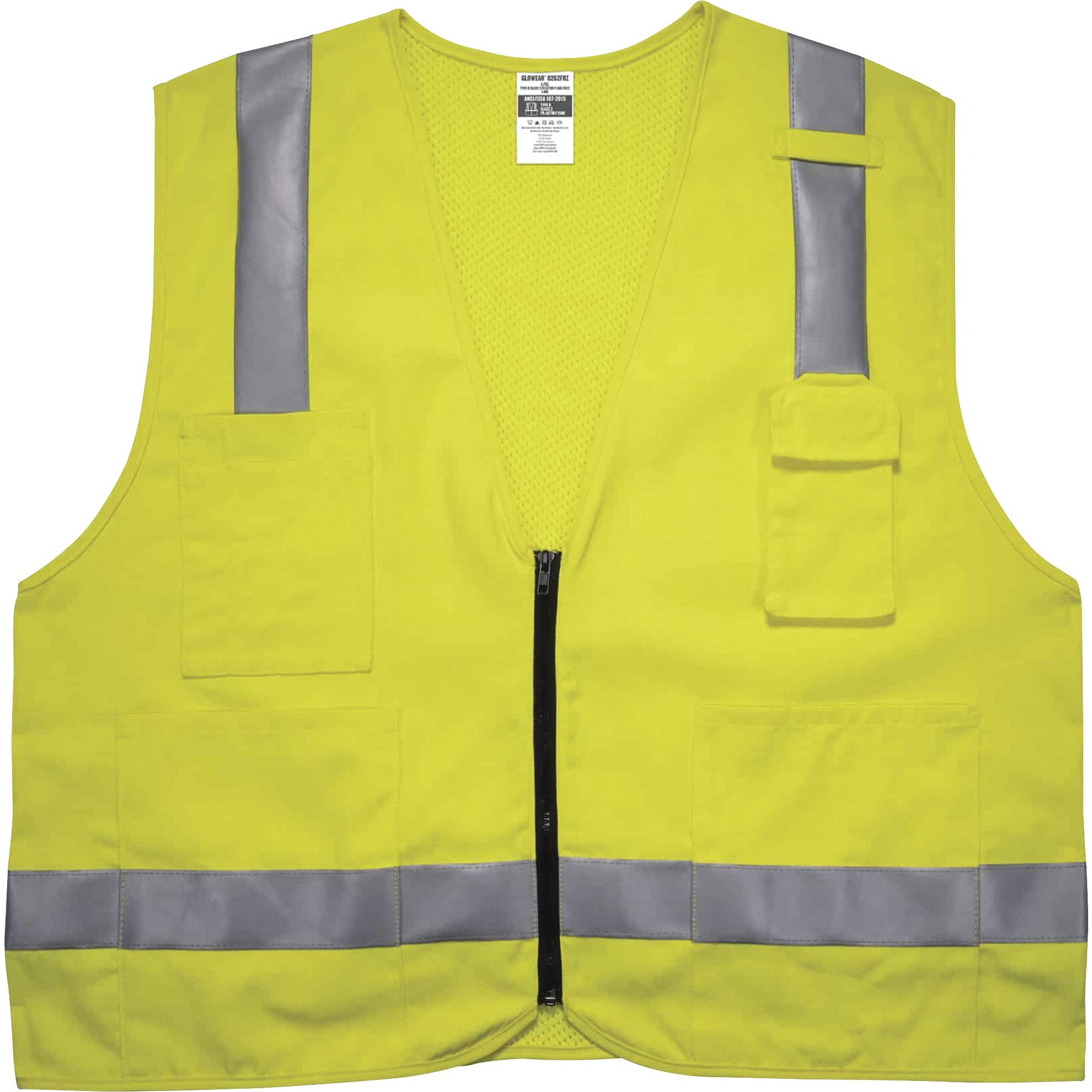 Ergodyne 8262FRZ Hi-Vis Flame-resistant Surveyor Vest - Class 2, NFPA 70E, Mesh