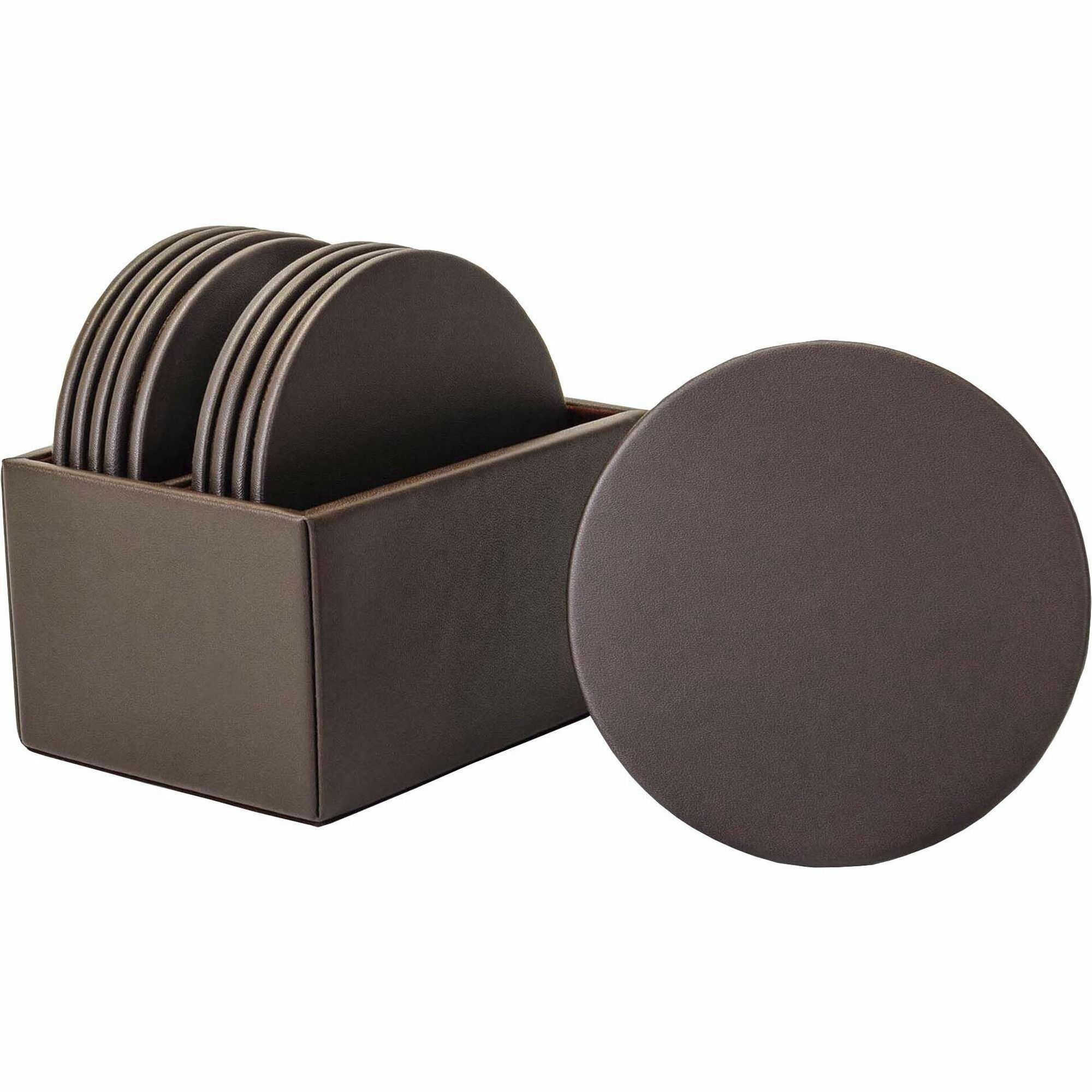 Dacasso Leatherette Round Coaster Set