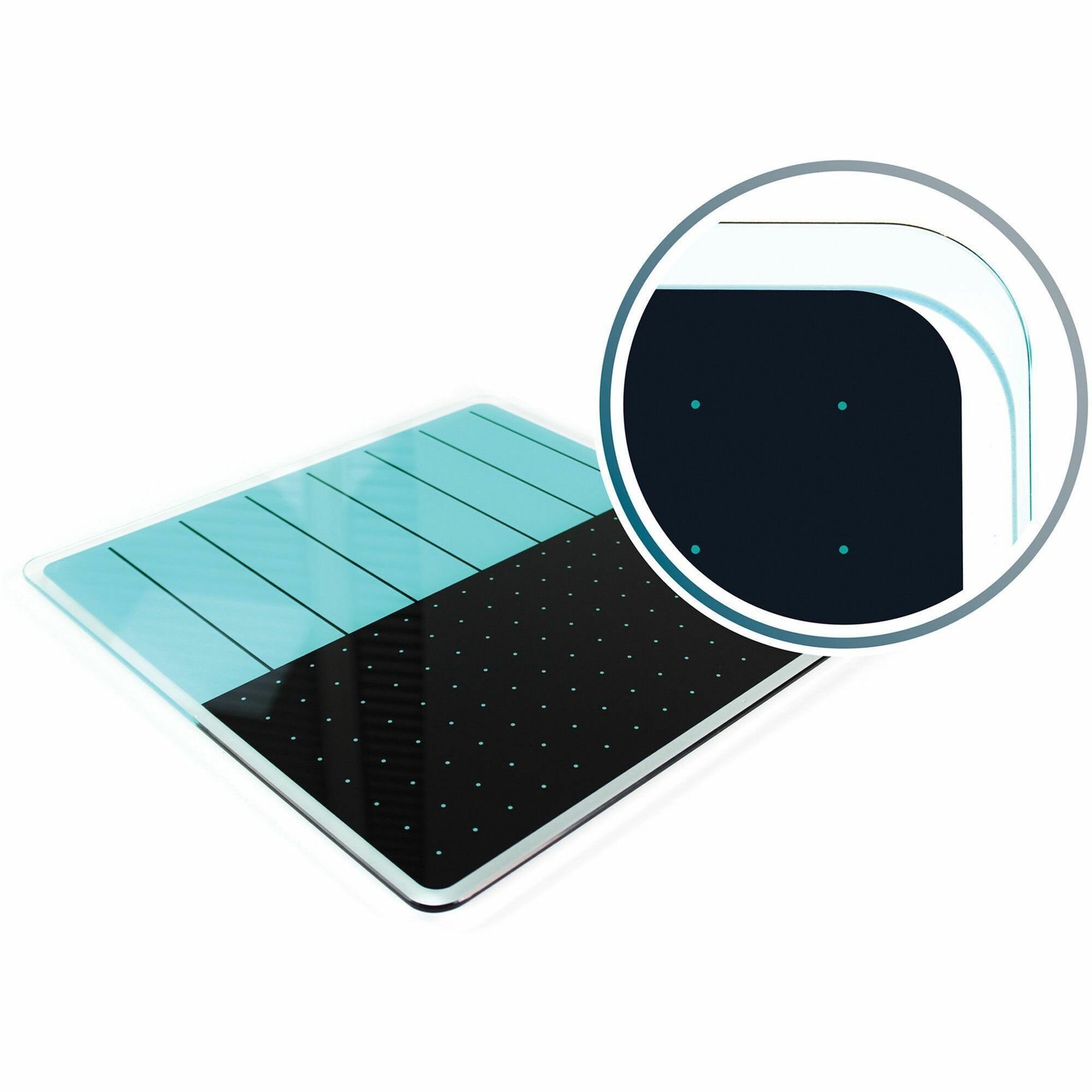 Floortex Cleartex Glacier Teal & Black Plan & Grid Glass Dry-Erase Board - 14" x 14"