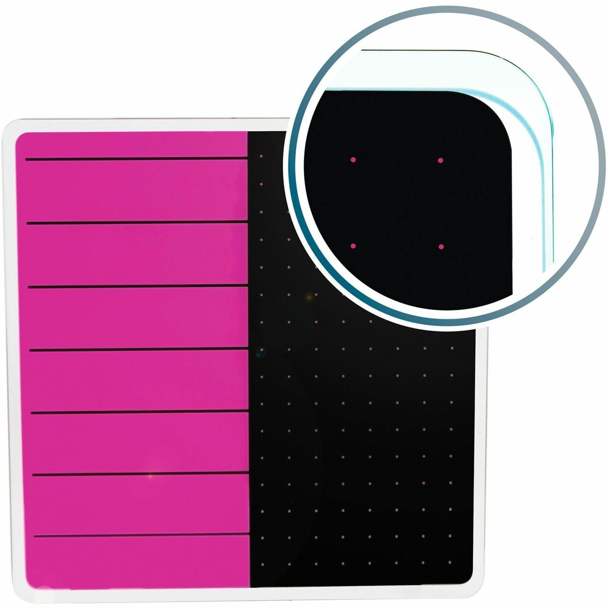 Floortex Viztex® Glacier Violet & Black Plan & Grid Glass Dry-Erase Board - 14" x 14"