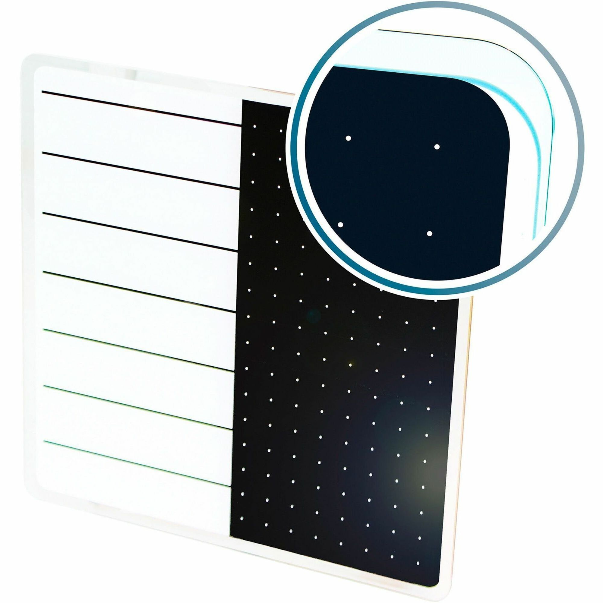 Floortex Viztex® Glacier White & Black Plan & Grid Glass Dry-Erase Board - 14" x 14"