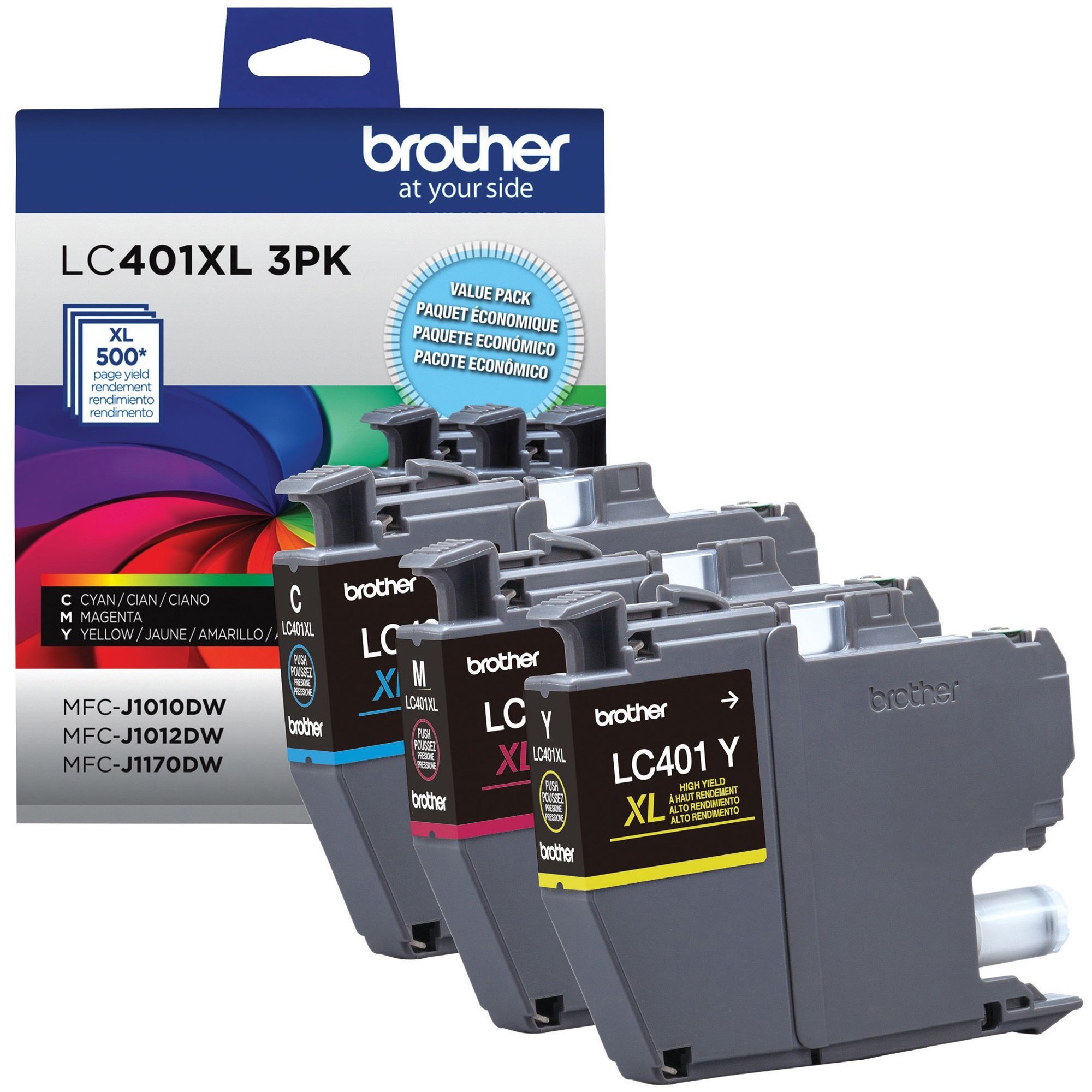 Brother LC401XL3PKS Original High Yield Inkjet Ink Cartridge - CMY - 3 / Pack