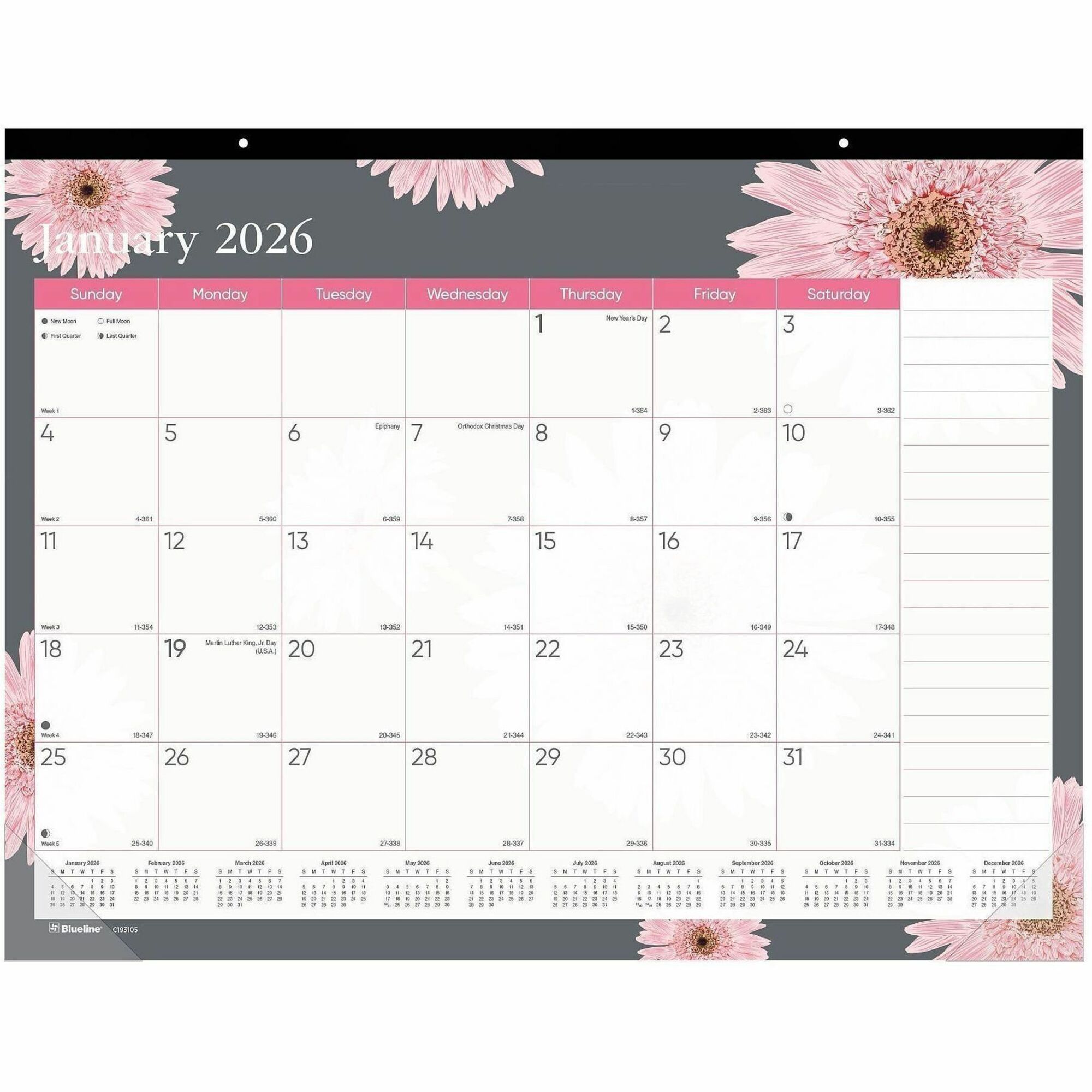 Brownline Monthly Floral Desk Pad