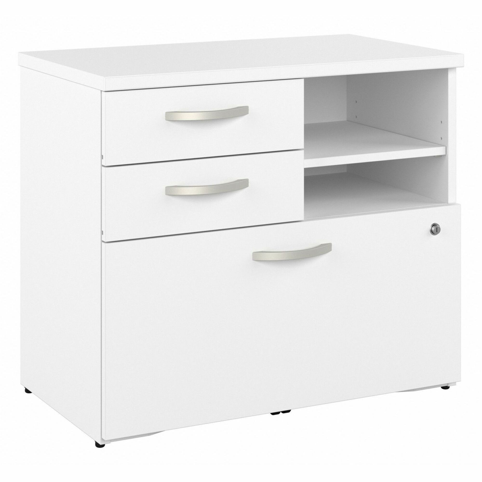 Bush Business Furniture Hybrid Office Storage Cabinet with Drawers and Shelves
