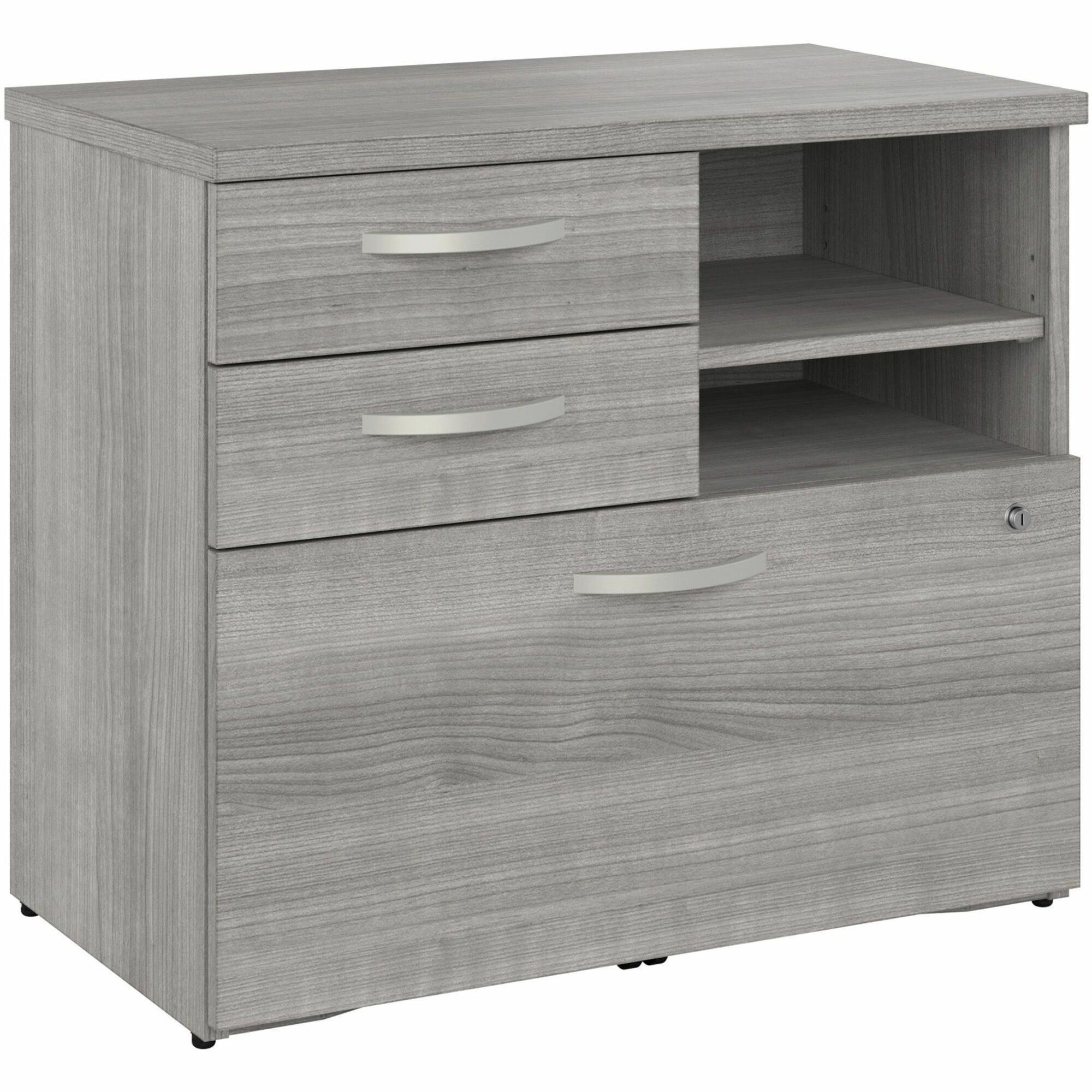 Bush Business Furniture Hybrid Office Storage Cabinet with Drawers and Shelves