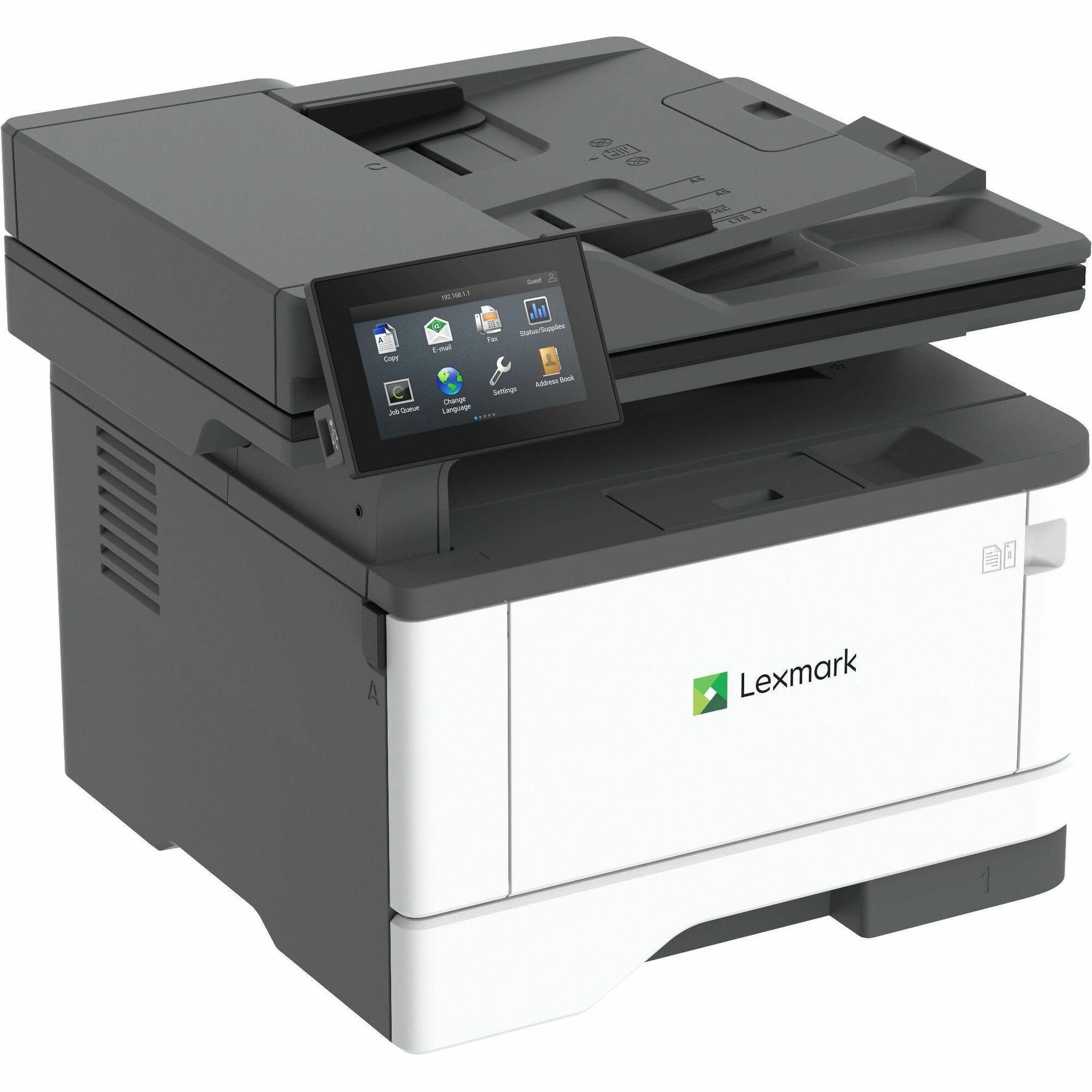 Lexmark MX432adwe Laser Multifunction Printer - Monochrome  - Copier/Fax/Printer/Scanner - 1200 x 1200 dpi Print - Automatic Duplex Print - Up to 80000 Pages Monthly - Color Flatbed/ADF Scanner - 600 x 600 dpi Optical Scan - Gigabit Ethernet - Wireless LA