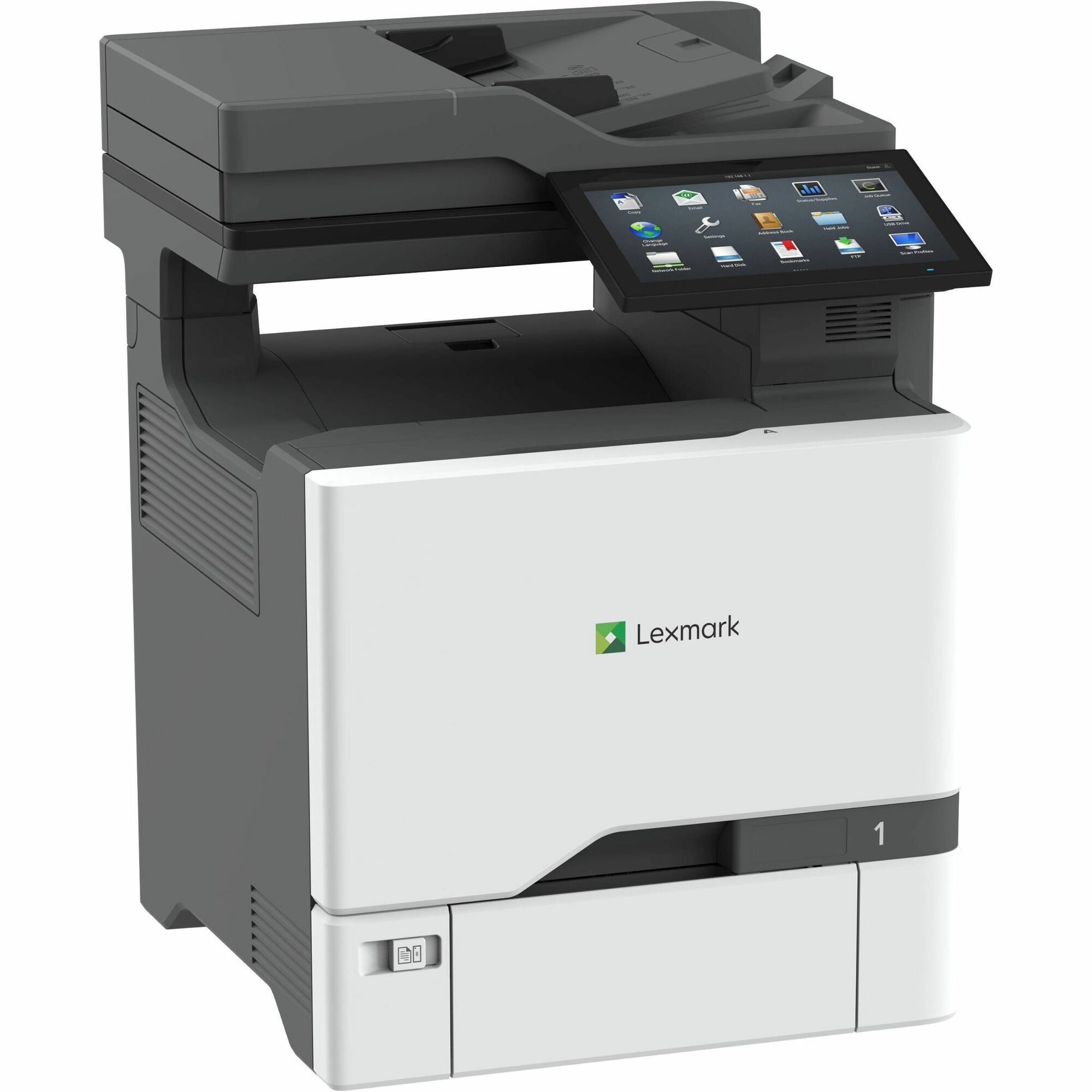 Lexmark CX737adzse Laser Multifunction Printer - Color - Copier/Fax/Printer/Scanner - 52 ppm Mono/52 ppm Color Print - Automatic Duplex Print - Up to 150000 Pages Monthly - Color Flatbed/ADF Scanner - 600 x 600 dpi Optical Scan - Gigabit Ethernet - USB - 