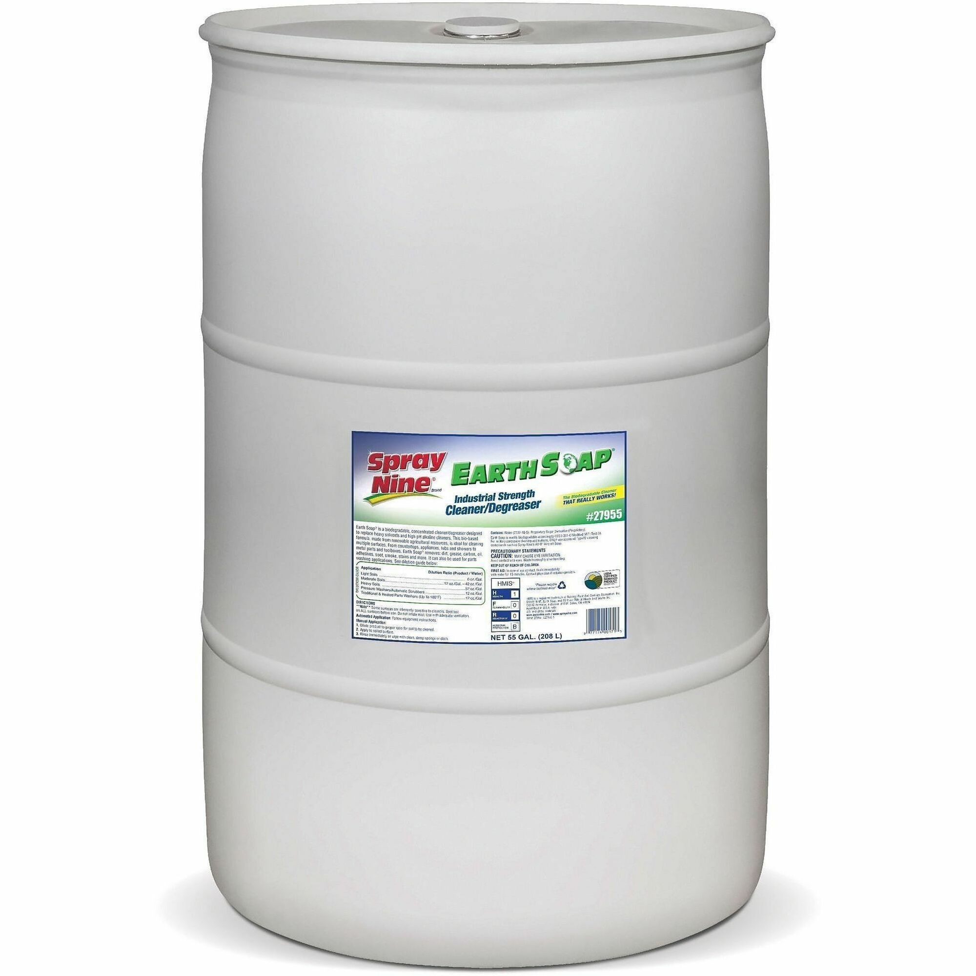 Permatex Spray Nine Earth Soap Clnr/Degrser Refill - For Machinery, Tool, Floor, Countertop - Concentrate - Spray - 7040 fl oz (220 quart) - Recommended For: Dirt Remover, Grease Remover, Carbon Remover, Oil Remover, Adhesive Remover, Soot Remover, Stain Remover - Bio-based, Refillable, Versatile, Solvent-free, Butyl-free, Phosphate-free - Multi - 1 Each