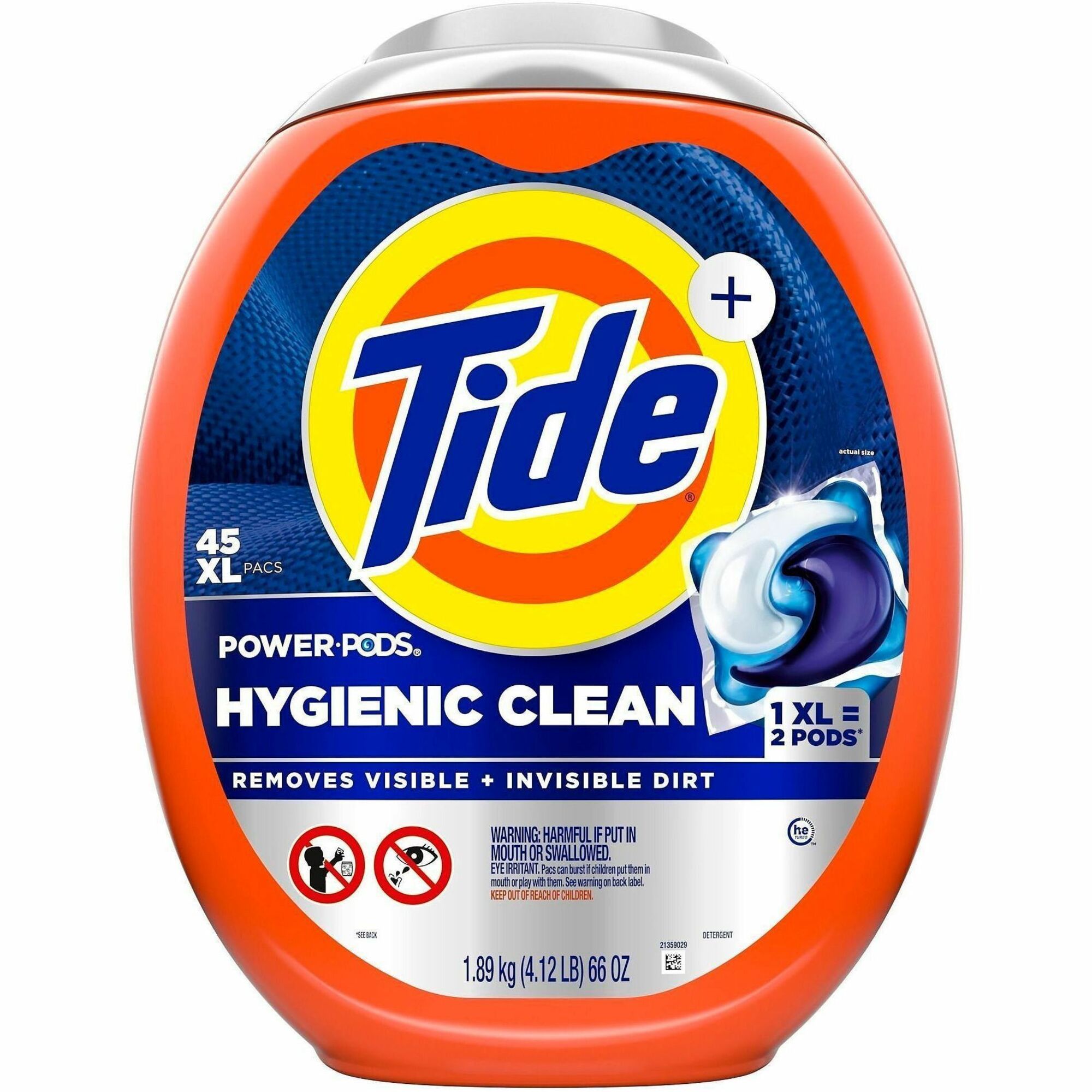 Tide Hygienic Clean Heavy Duty Pods - Concentrate - Original Scent - Hygienic, Heavy Duty - Orange - 45/Pack - 4 / Carton