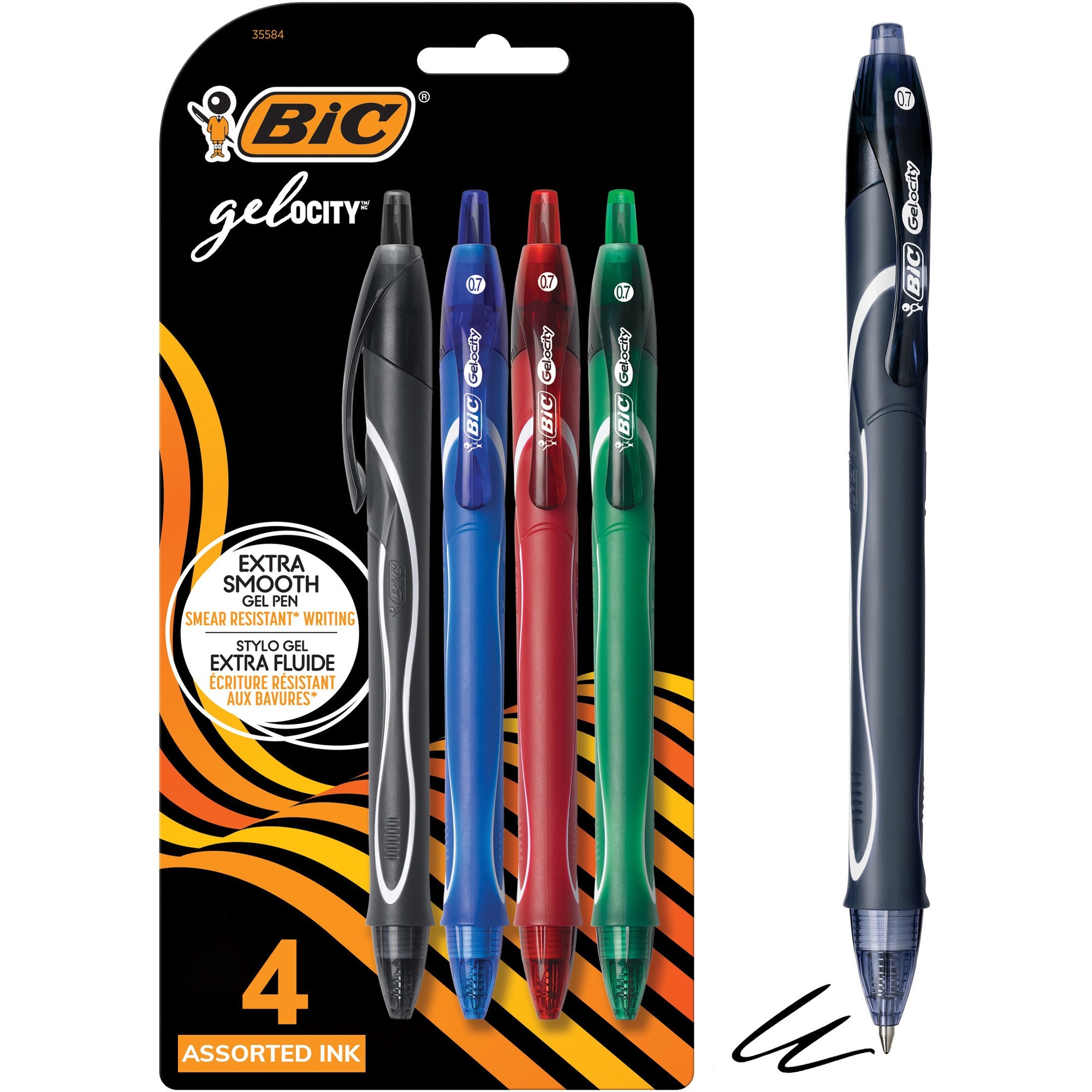 BIC Gel-Ocity Quick Dry Gel Pens, Medium Point (0.7mm) Assorted