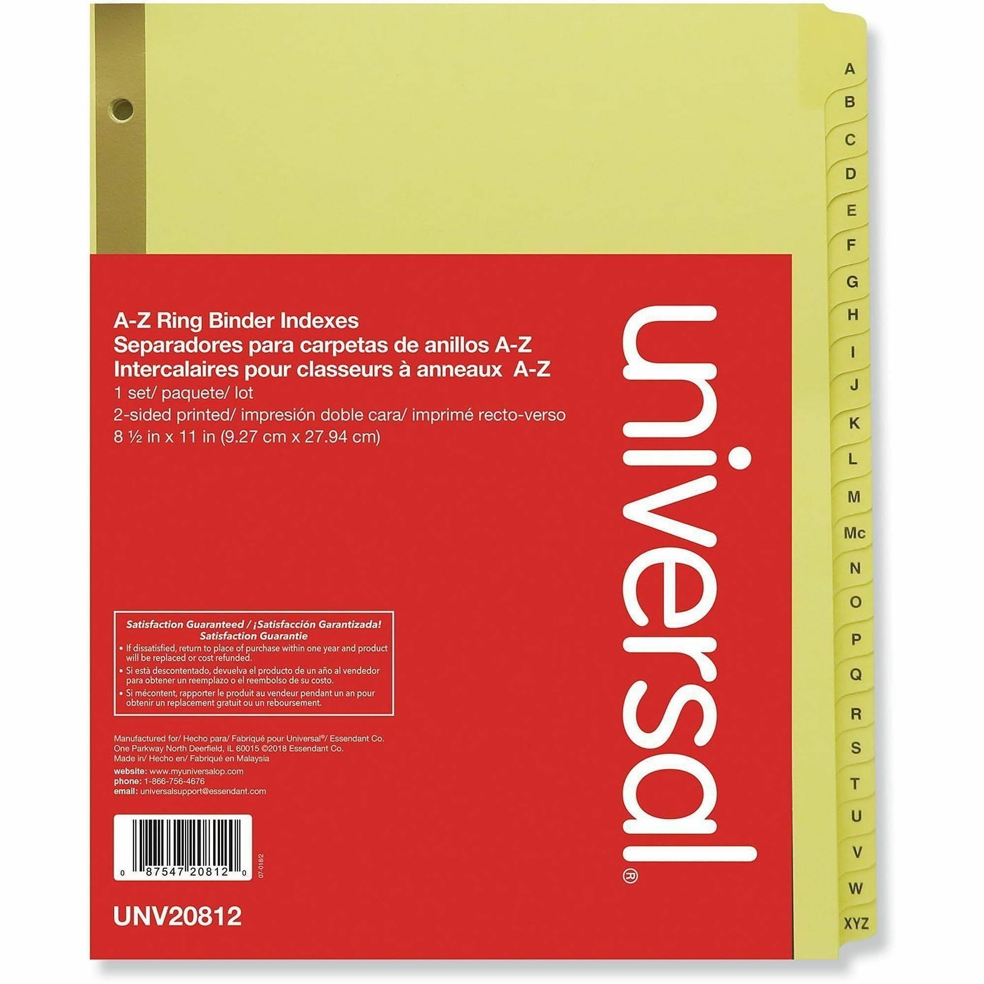 Universal Printed Alpha Index Dividers