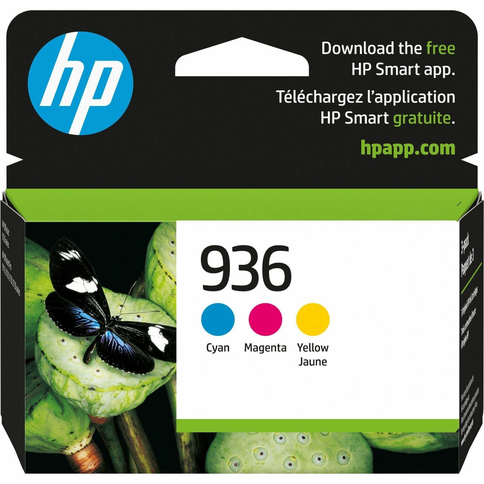 HP 936 Original Inkjet Ink Cartridge - Cyan, Magenta, Yellow - 3 Pack