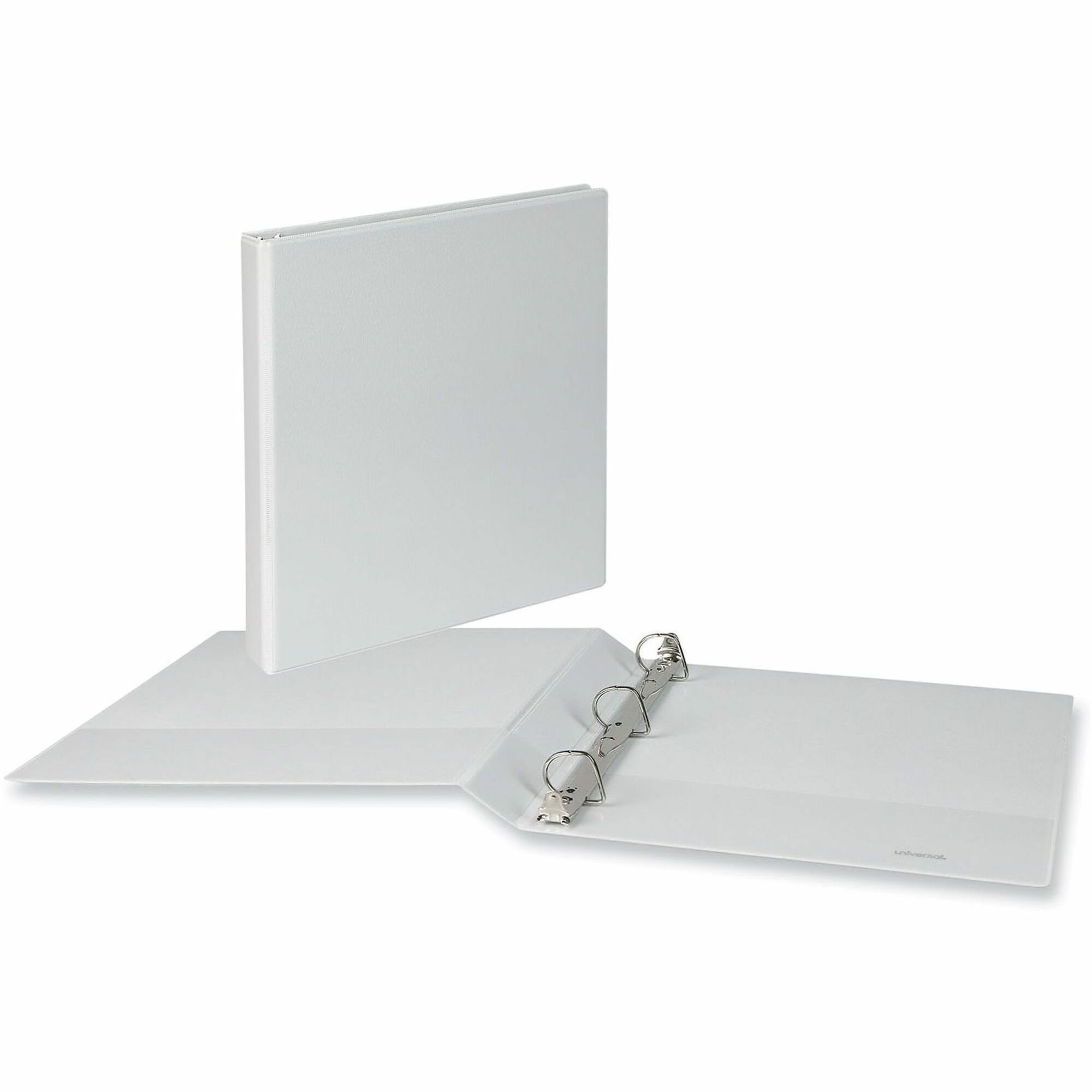 Universal Slant D-Ring View Binder, 3 Rings, 1" Capacity, 11 x 8.5, White, 12/Carton