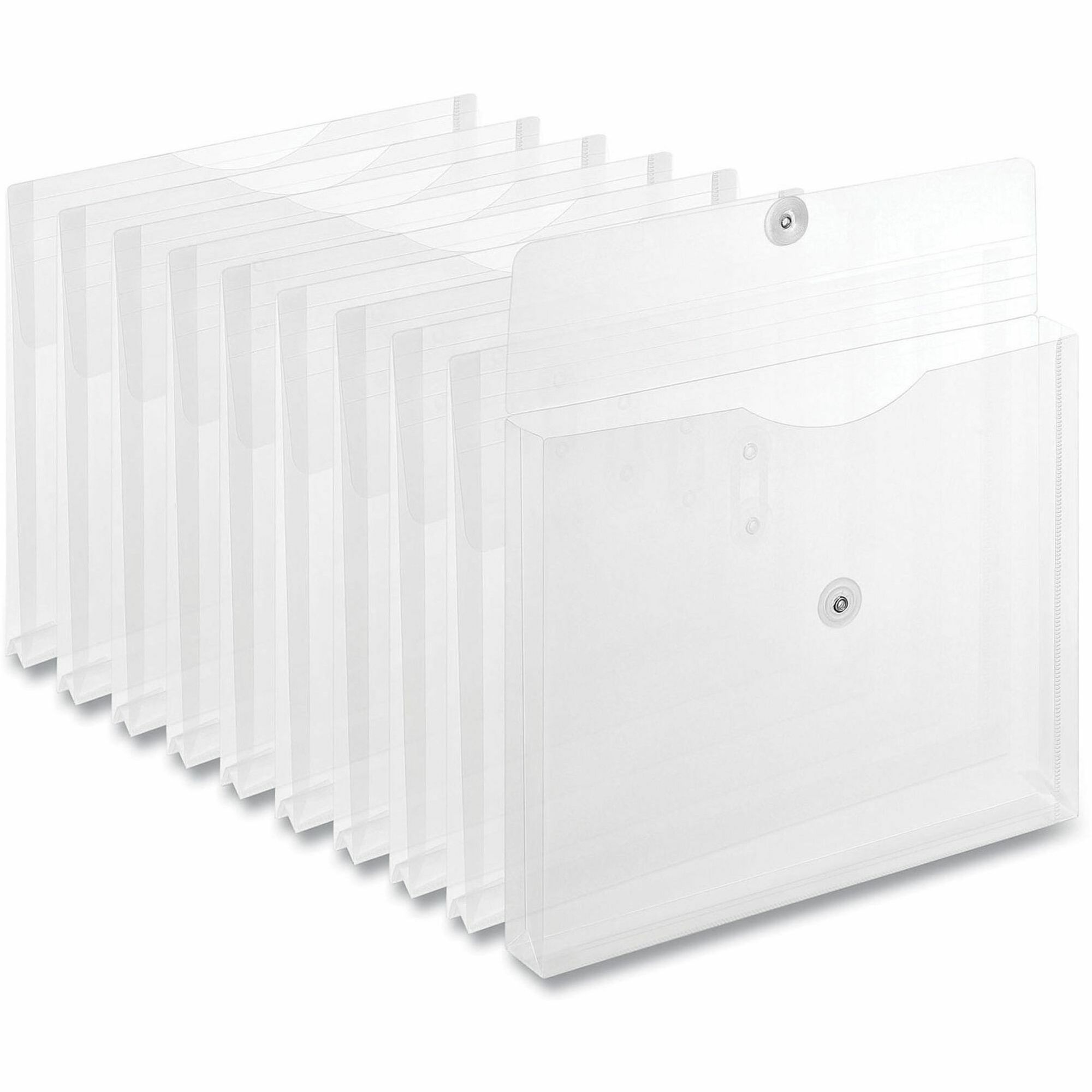 Universal Side Opening Poly Envelopes, 1" Expansion, Letter Size, Clear, 10/Pack