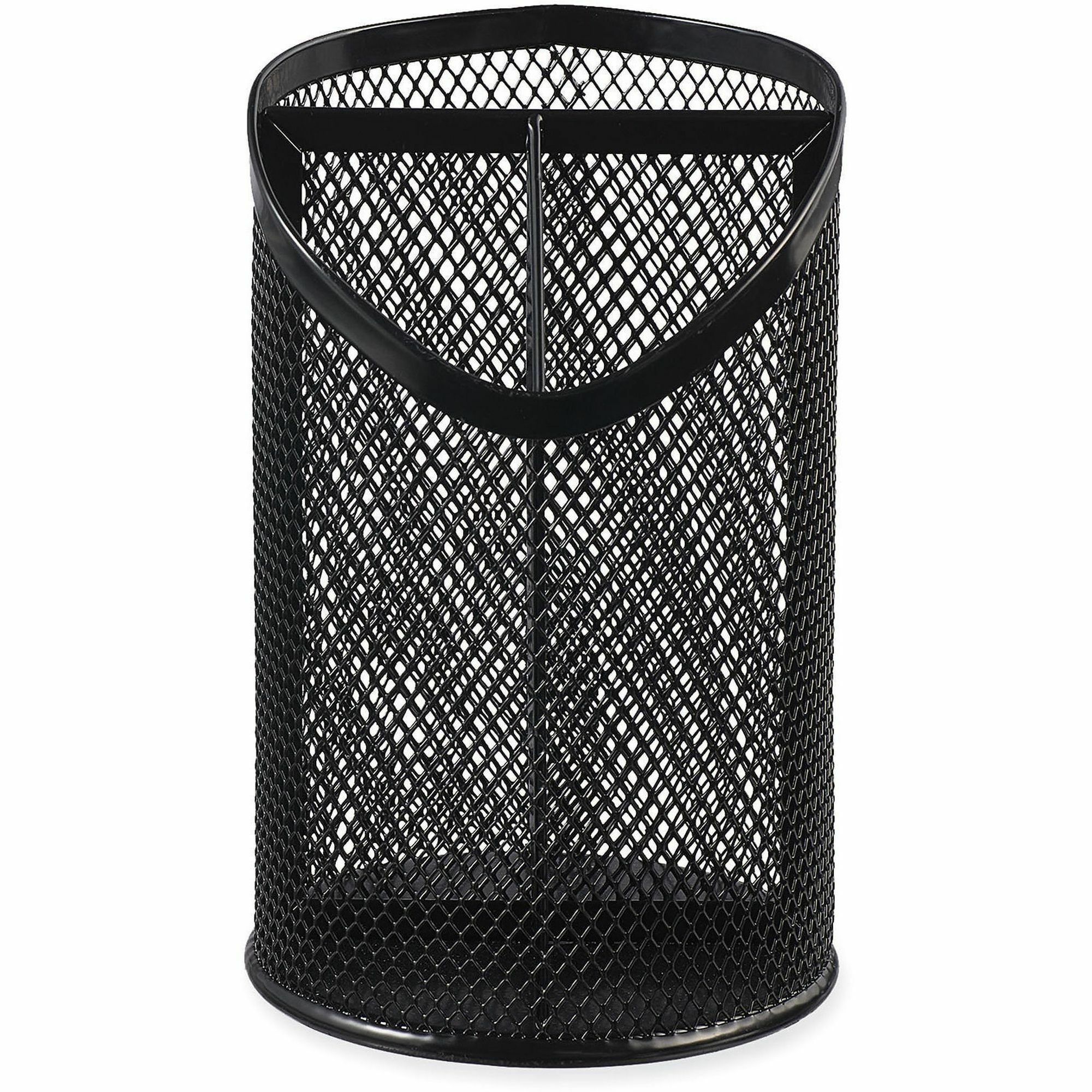 Universal Metal Mesh 3-Compartment Pencil Cup, 4.13" Diameter x 6"h, Black