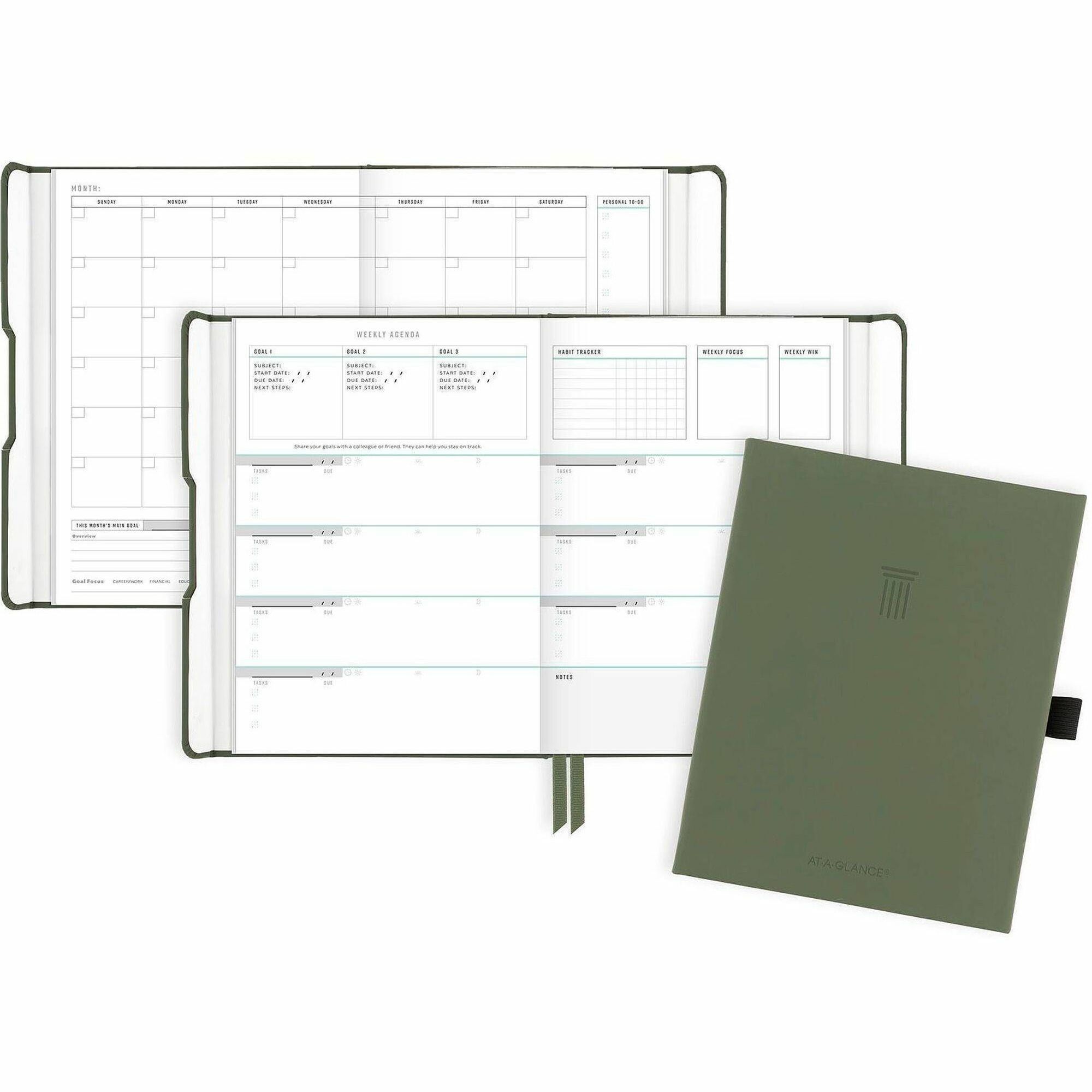 At-A-Glance Foundation Undated Weekly Monthly Planner, Green, Small, 5 1/2" x 8 1/2"