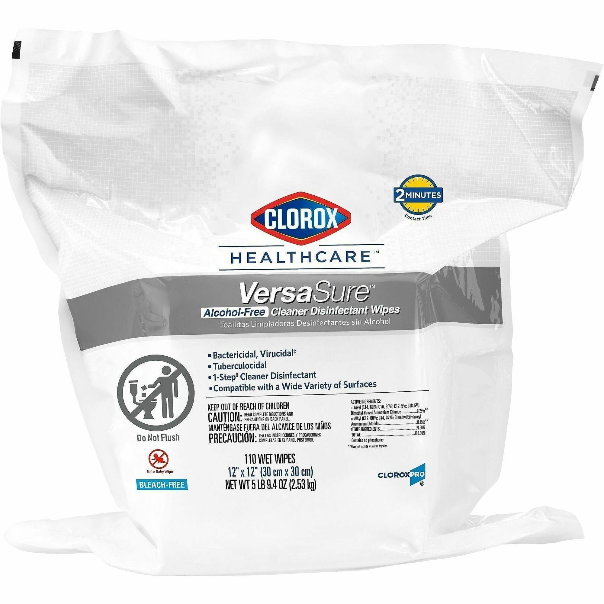 Clorox Healthcare VersaSure Disinfectant Wipes - Large - White - 85 Wipes/Canister - 2 / Carton