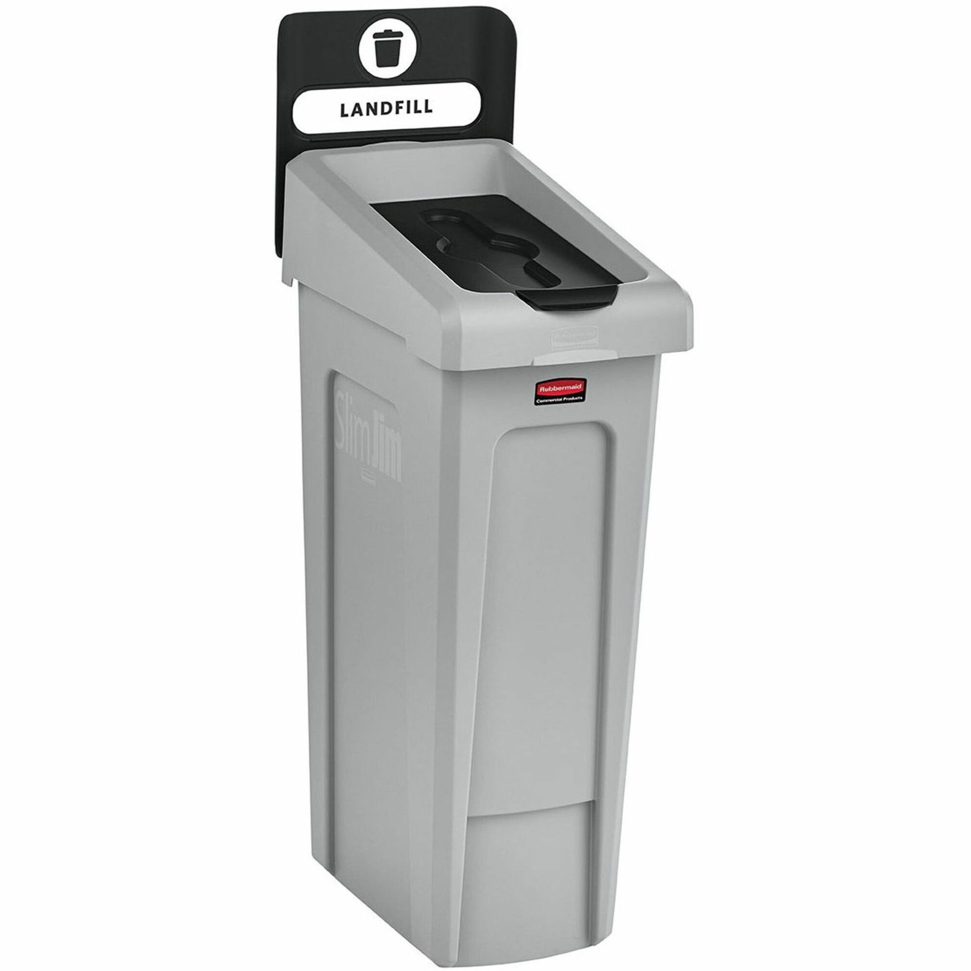 Rubbermaid Commercial Slim Jim Recycling Station 1-Stream Landfill, 23 Gal