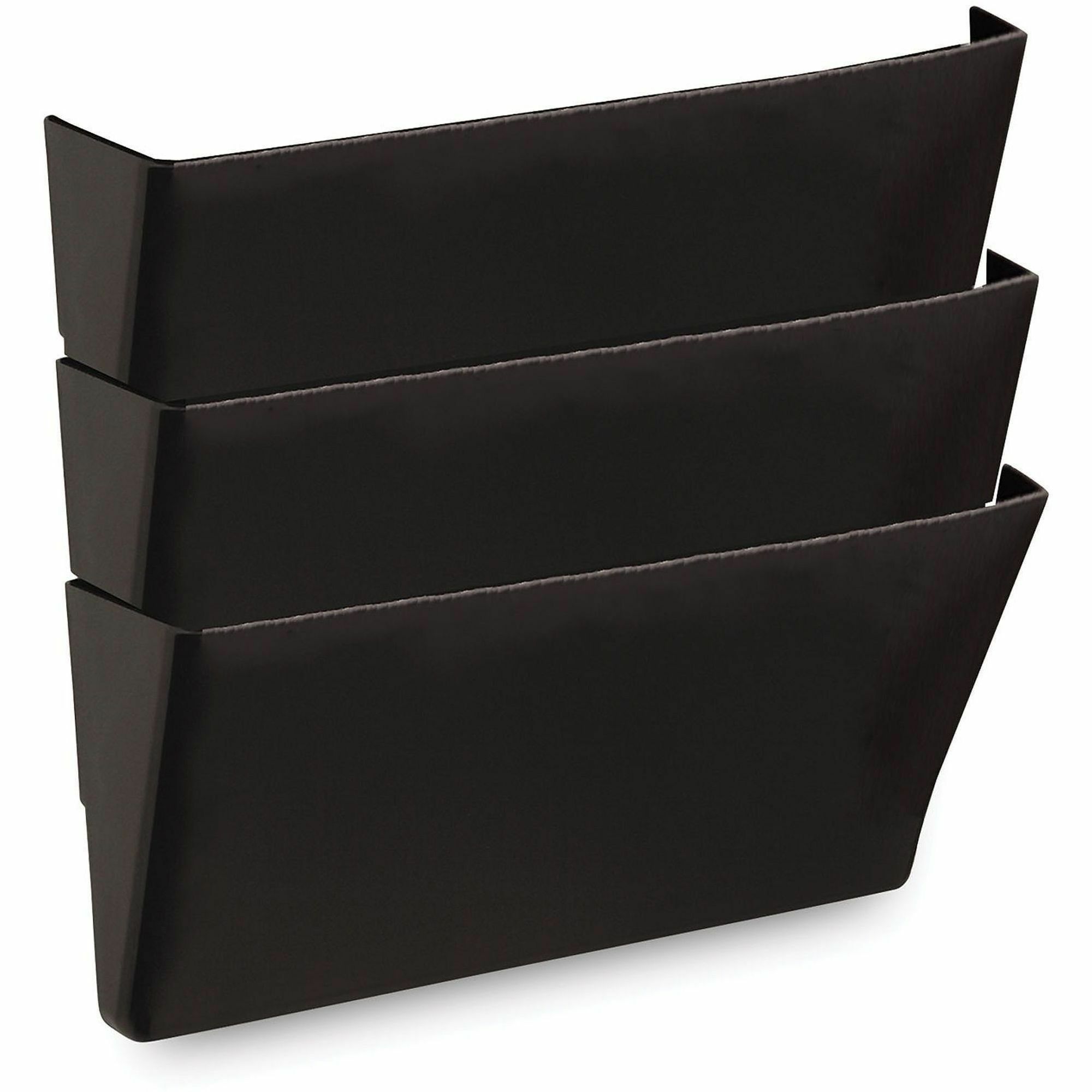 Universal Wall File Pockets, 3 Sections, Letter Size,13" x 4.13" x 14.5" , Black, 3/Pack
