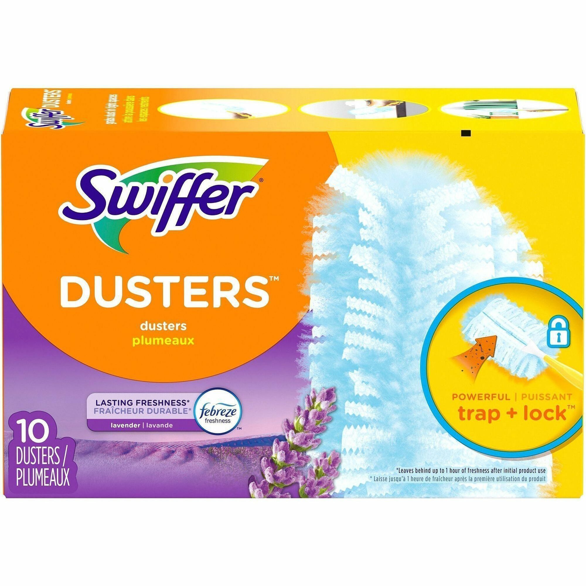Swiffer Scented Duster Refills - Lavender Vanilla Scent - Lightweight - Fiber, Polyester, Polyethylene, Polypropylene - Yellow, Gold - 10/Box - 4 / Carton