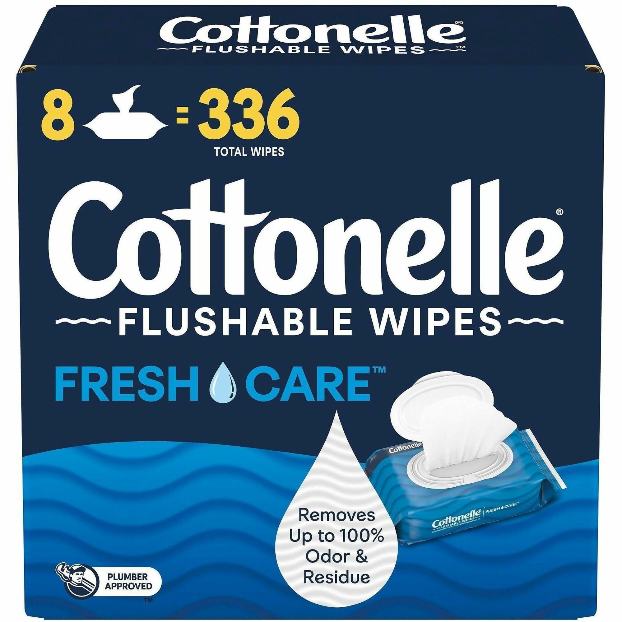Cottonelle FreshCare Flush Wipes - CleaningRipples Texture - White - Fiber - 8 / Box
