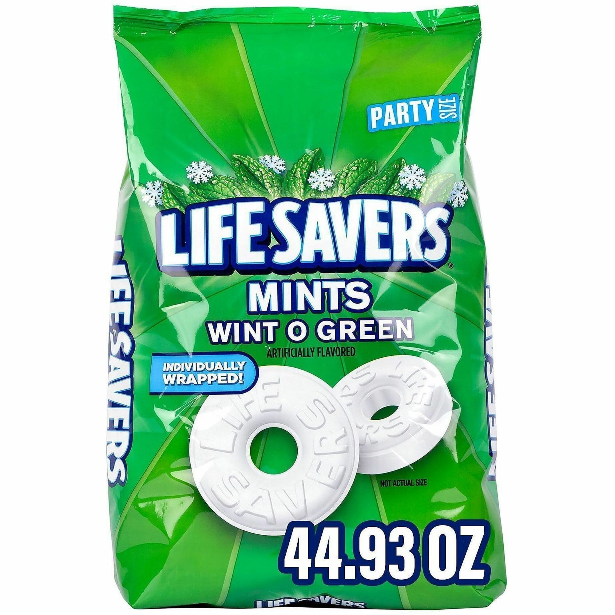 Green Rabbit Life Savers Wint-O-Green Mints - Wintermint - Individually Wrapped, Breath Freshening - 2.81 lb - 1 / Carton