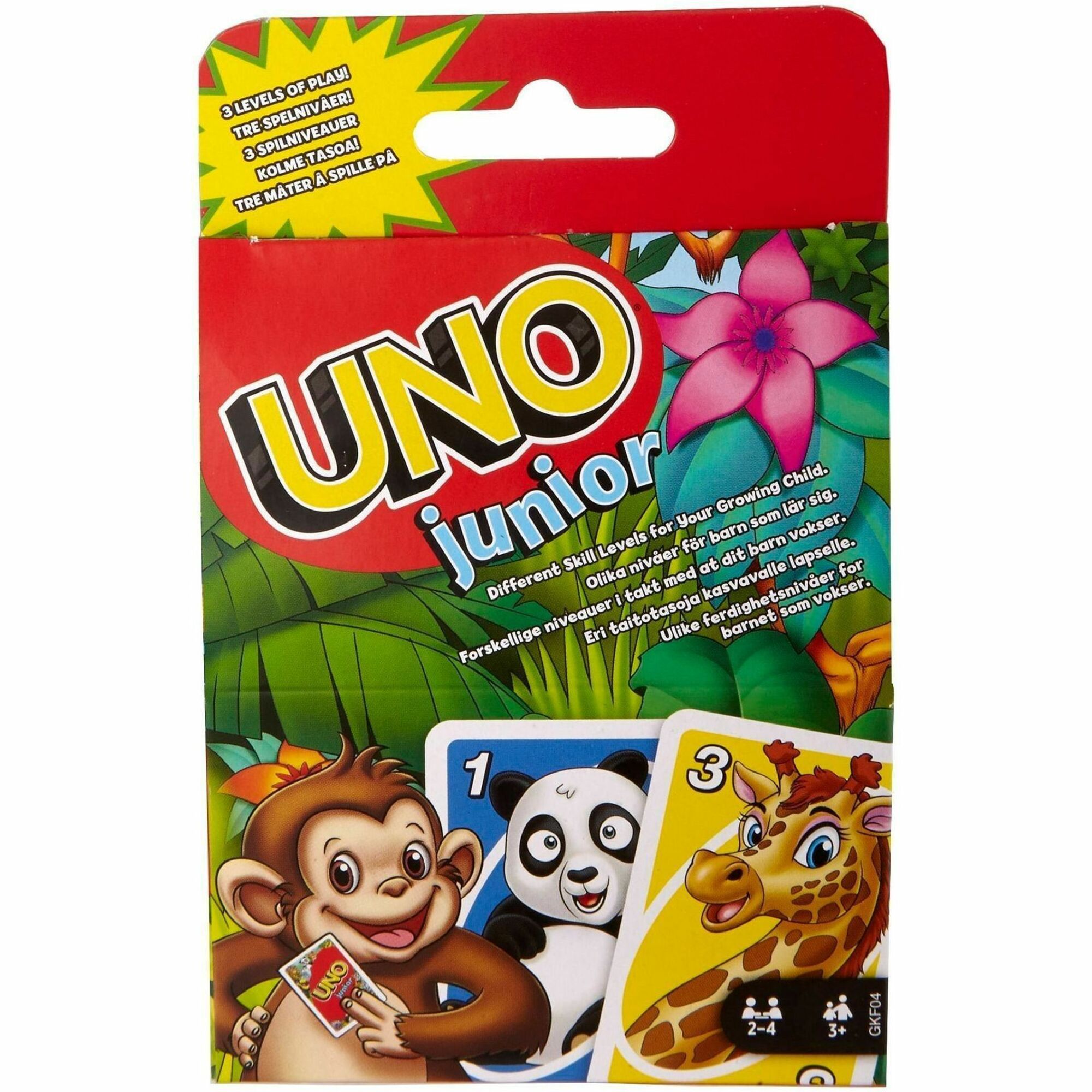 UNO Junior Card Game For Kids With Simple Rules & Animal Matching For 2-4 Player