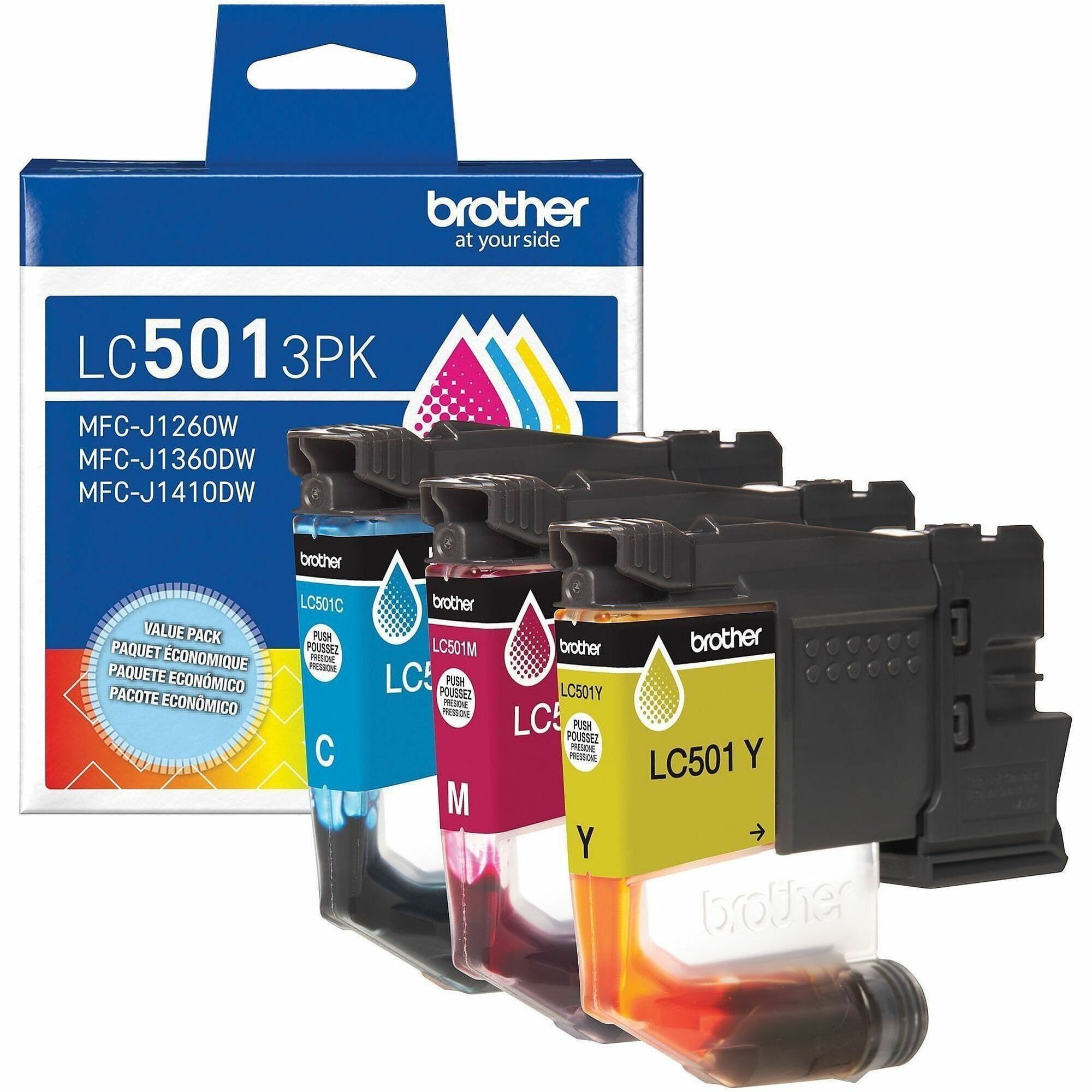 Brother LC501 3PK Original Standard Yield Inkjet Ink Cartridge - Cyan, Magenta, Yellow - 1 Each