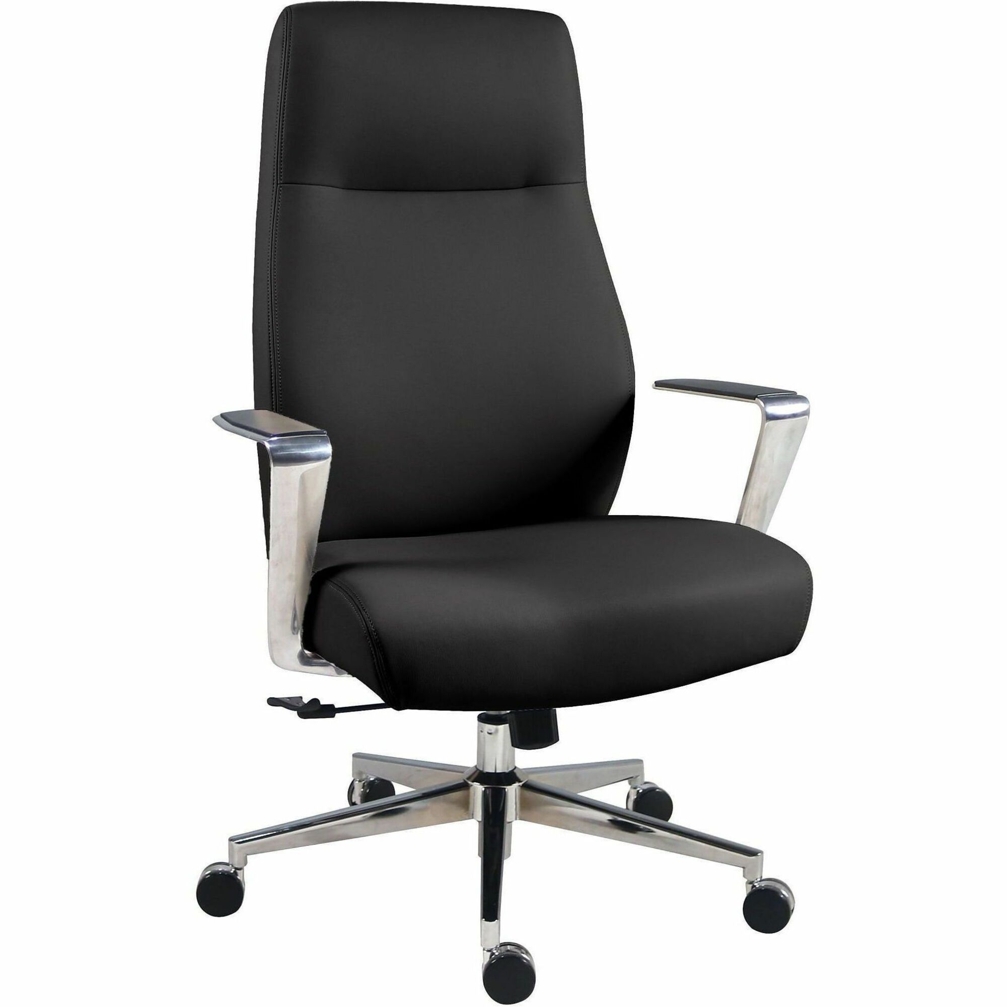 Lorell Fuerte Executive/Conference High-Back Chair with Polished Aluminum Arms