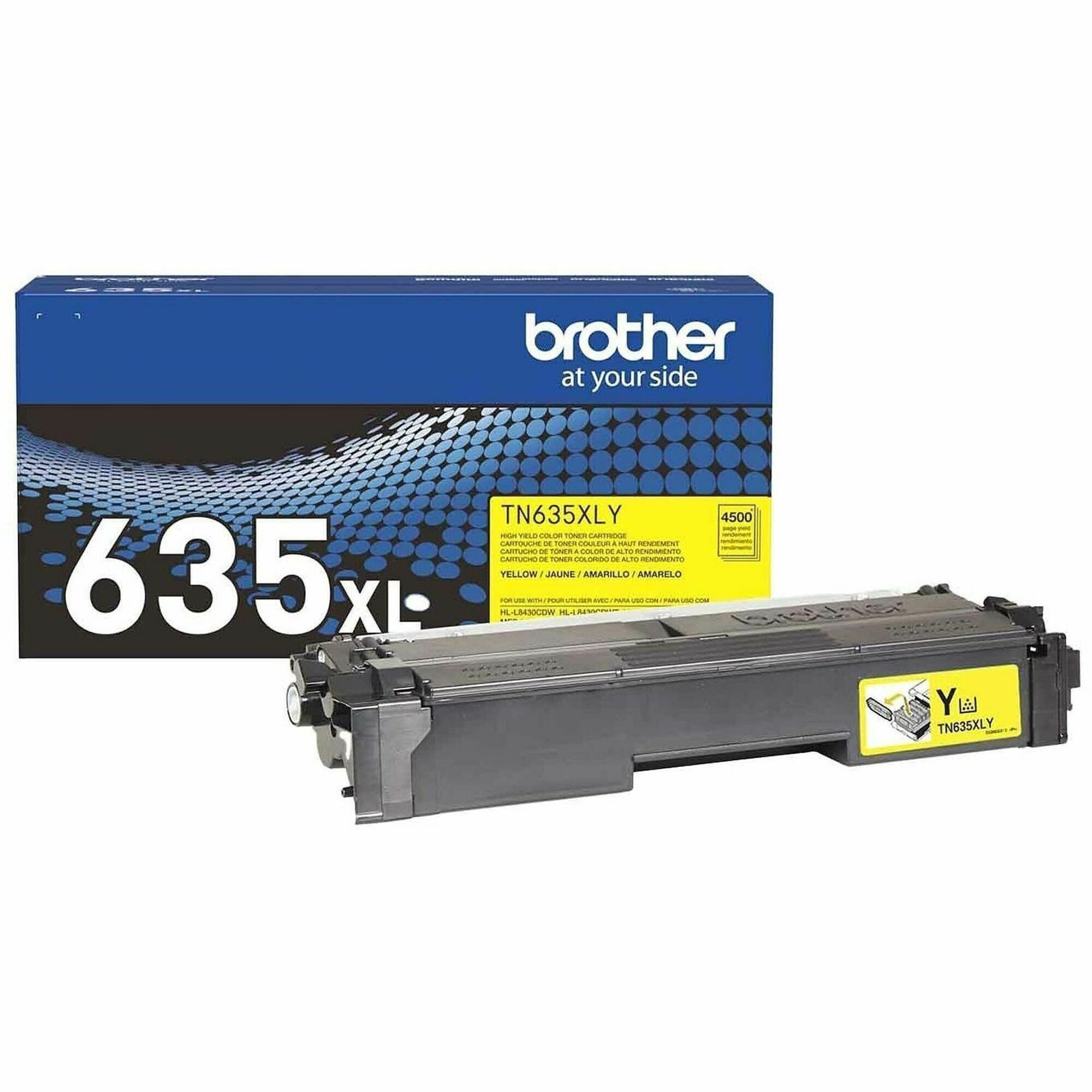 Brother TN635XLY Original High Yield Laser Toner Cartridge - Yellow - 1 Each