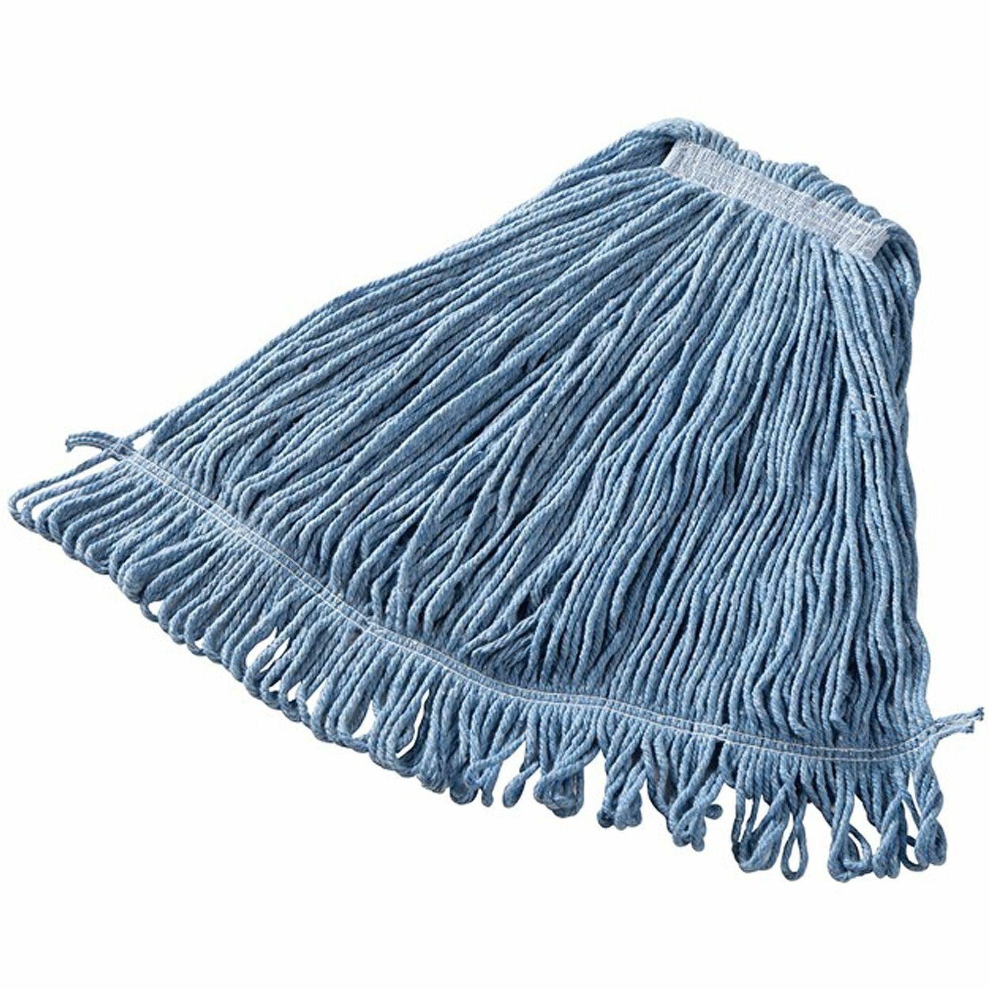 Rubbermaid Commercial Super Stitch Medium Rayon Mop - Medium - Cut Ends, 4-ply, Looped Ends, Tailband, Durable, Launderable - Rayon, Synthetic, Mesh, Yarn - White - 1 Each