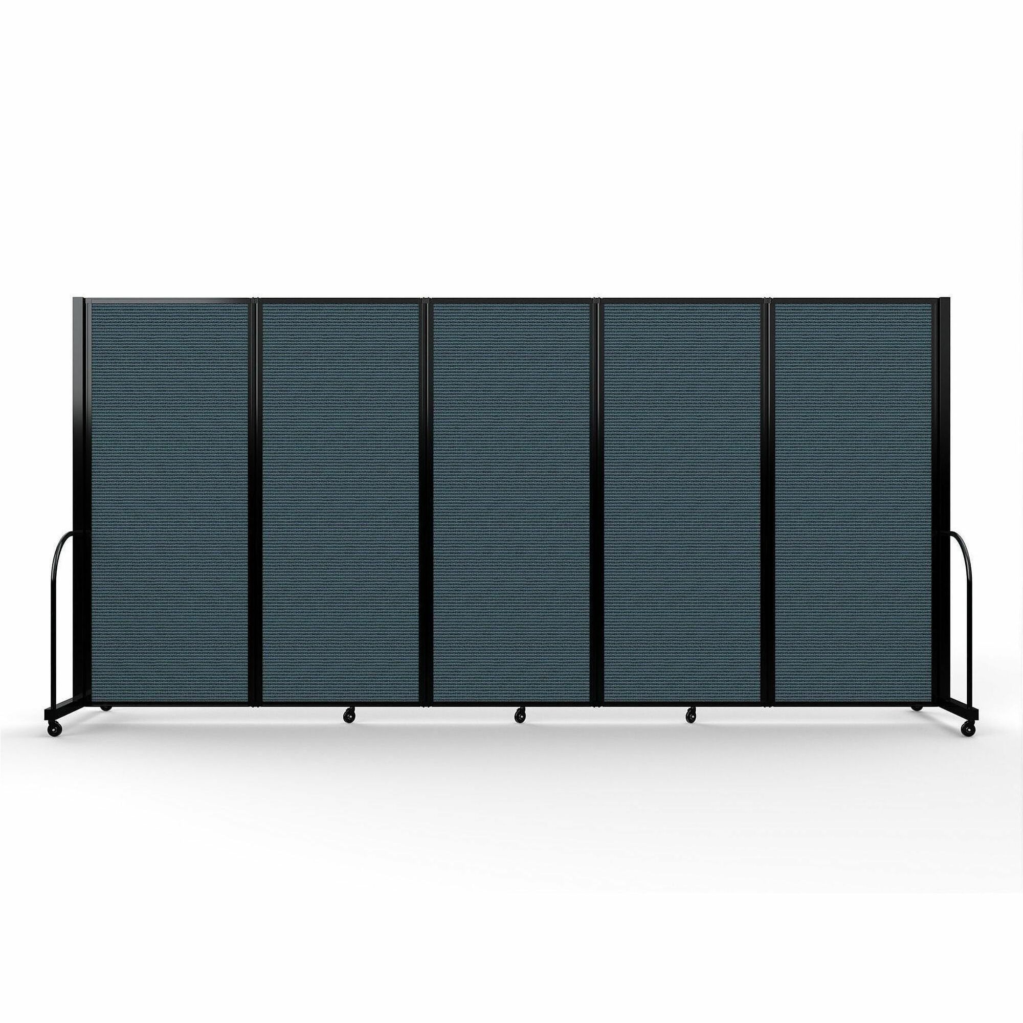 Screenflex Portable Partitions Full Motion Room Dividers - 5 Panels - 14.1 ft Width x 82" Height - Steel Frame - Fabric, Polyester - Blue - 1 Each