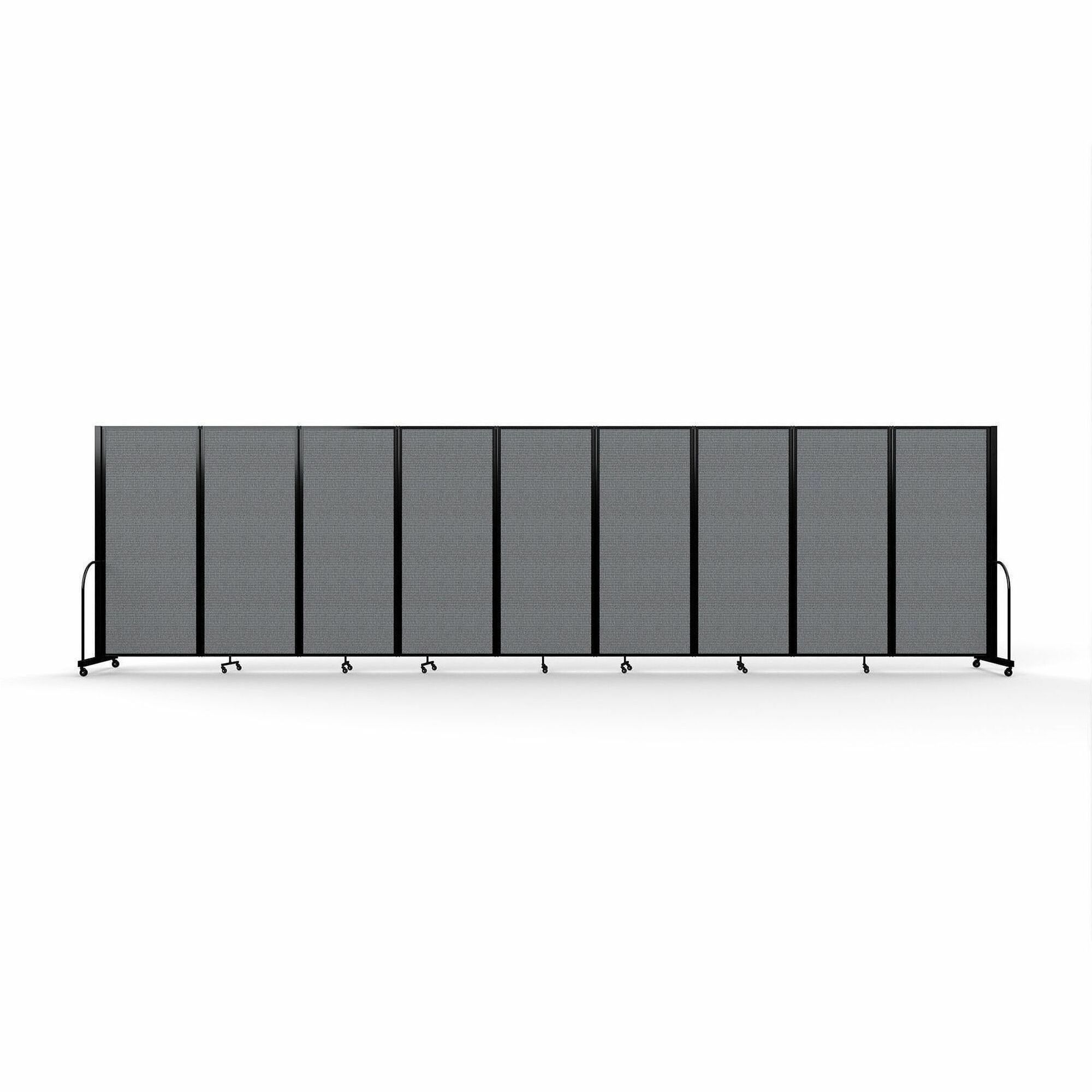 Screenflex Portable Partitions Full Motion Room Dividers - 9 Panels - 25.1 ft Width x 82" Height - Steel Frame - Fabric, Polyester - Gray - 1 Each