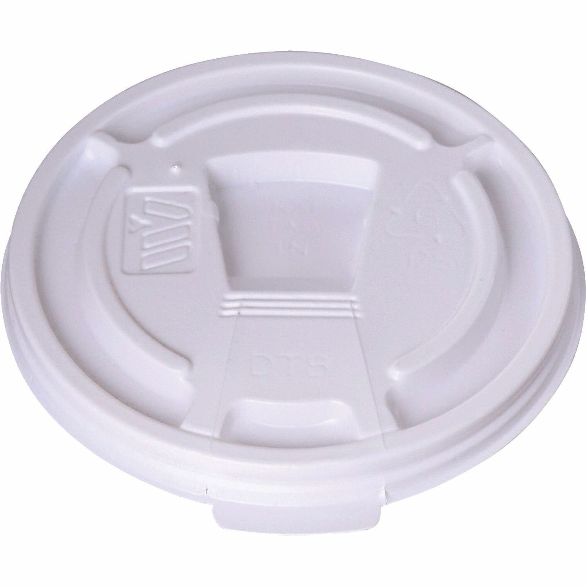 Genuine Joe Plastic Lids with Reclosable Slot - Plastic - White - 100 Lids/Pack - 10 / Carton