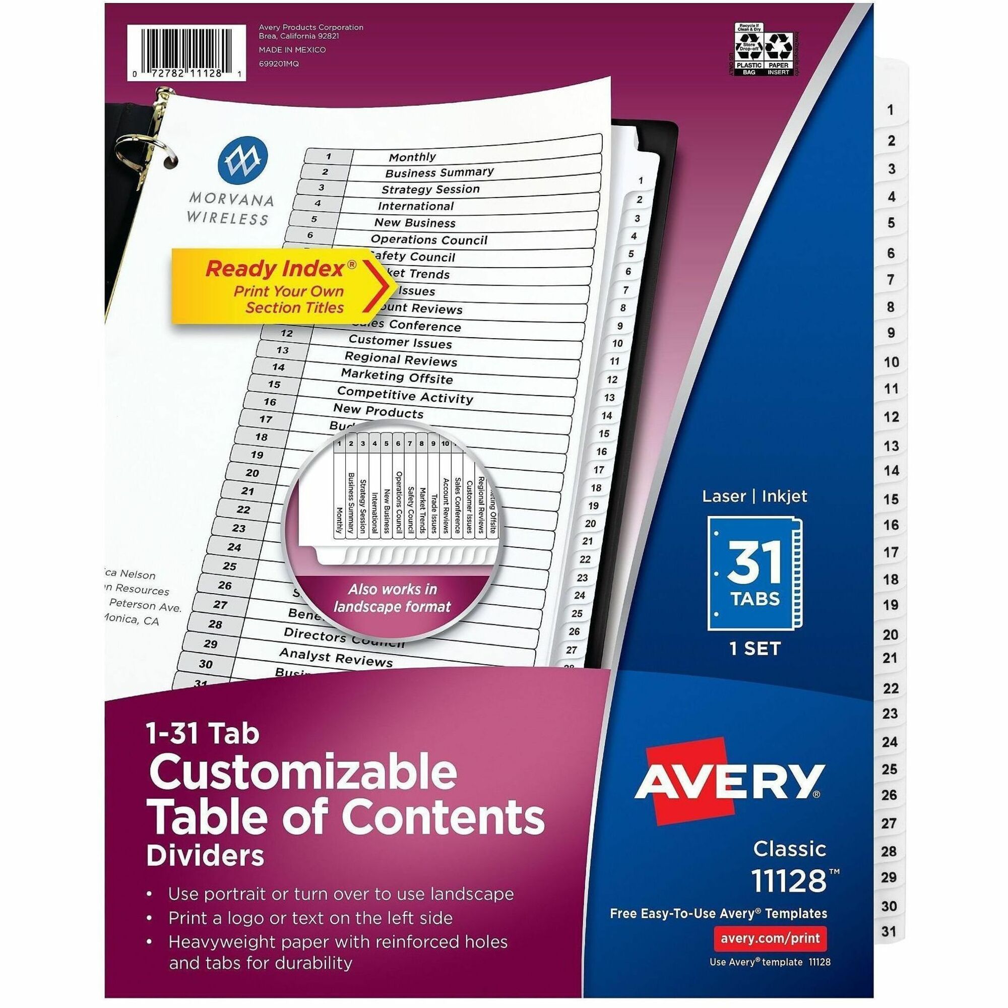Avery&reg; Ready Index Binder Dividers - Customizable Table of Contents