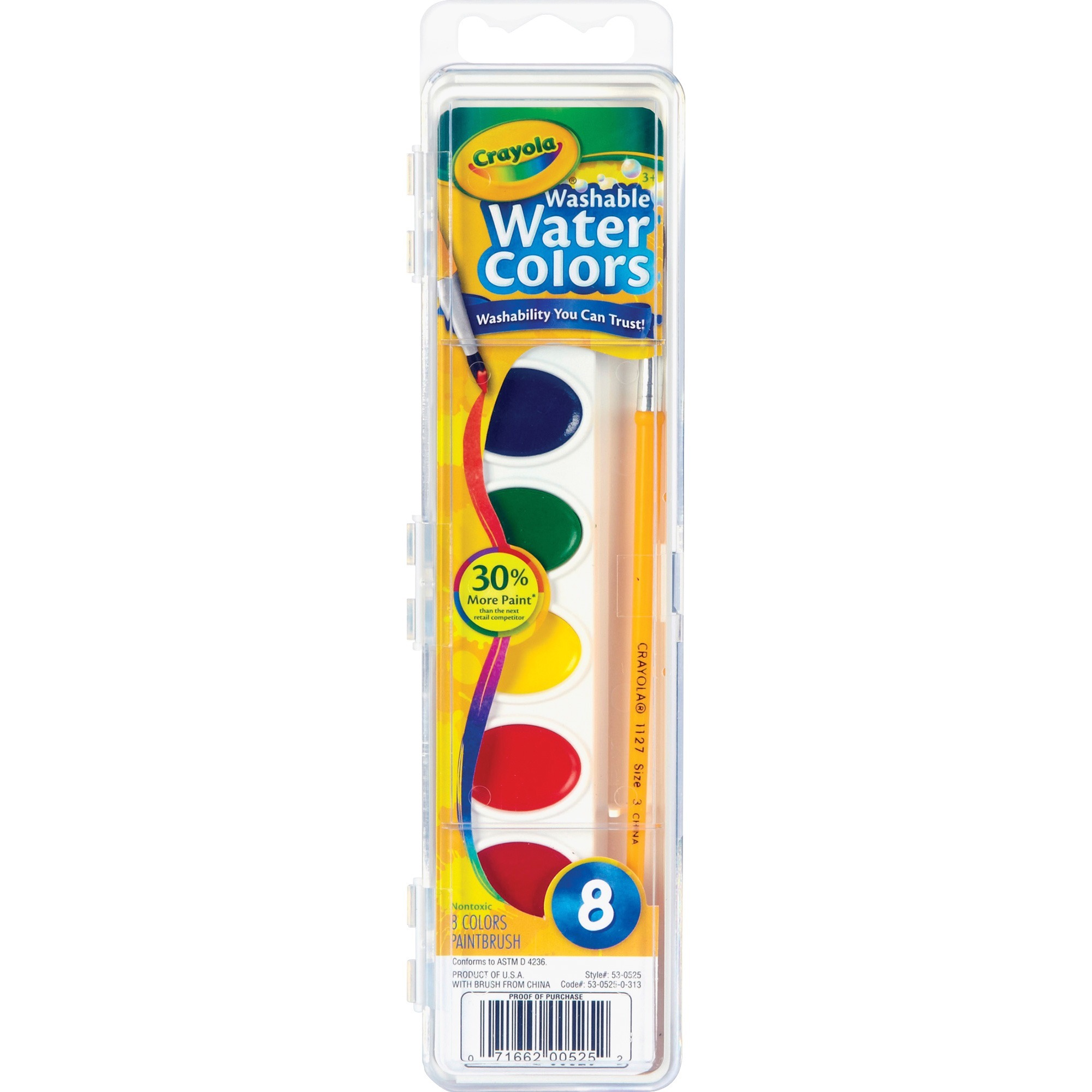 Crayola 16 ct. Washable Watercolor Pans with Plastic Handled Brush