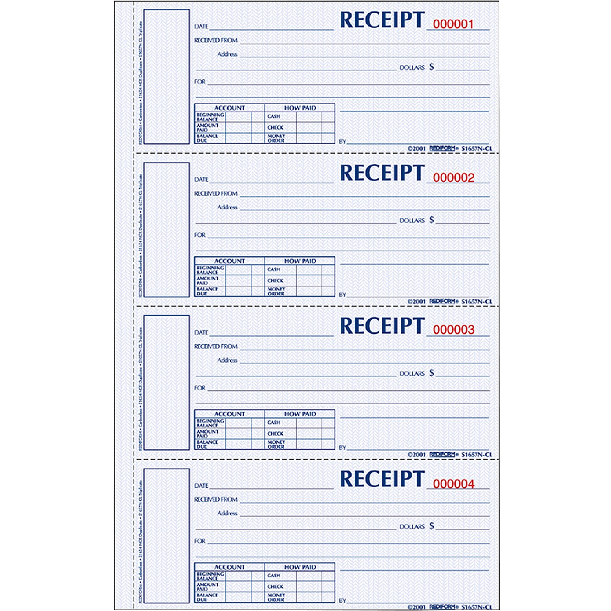 Rediform Hardbound Numbered Money Receipt Books --REDS1654NCR