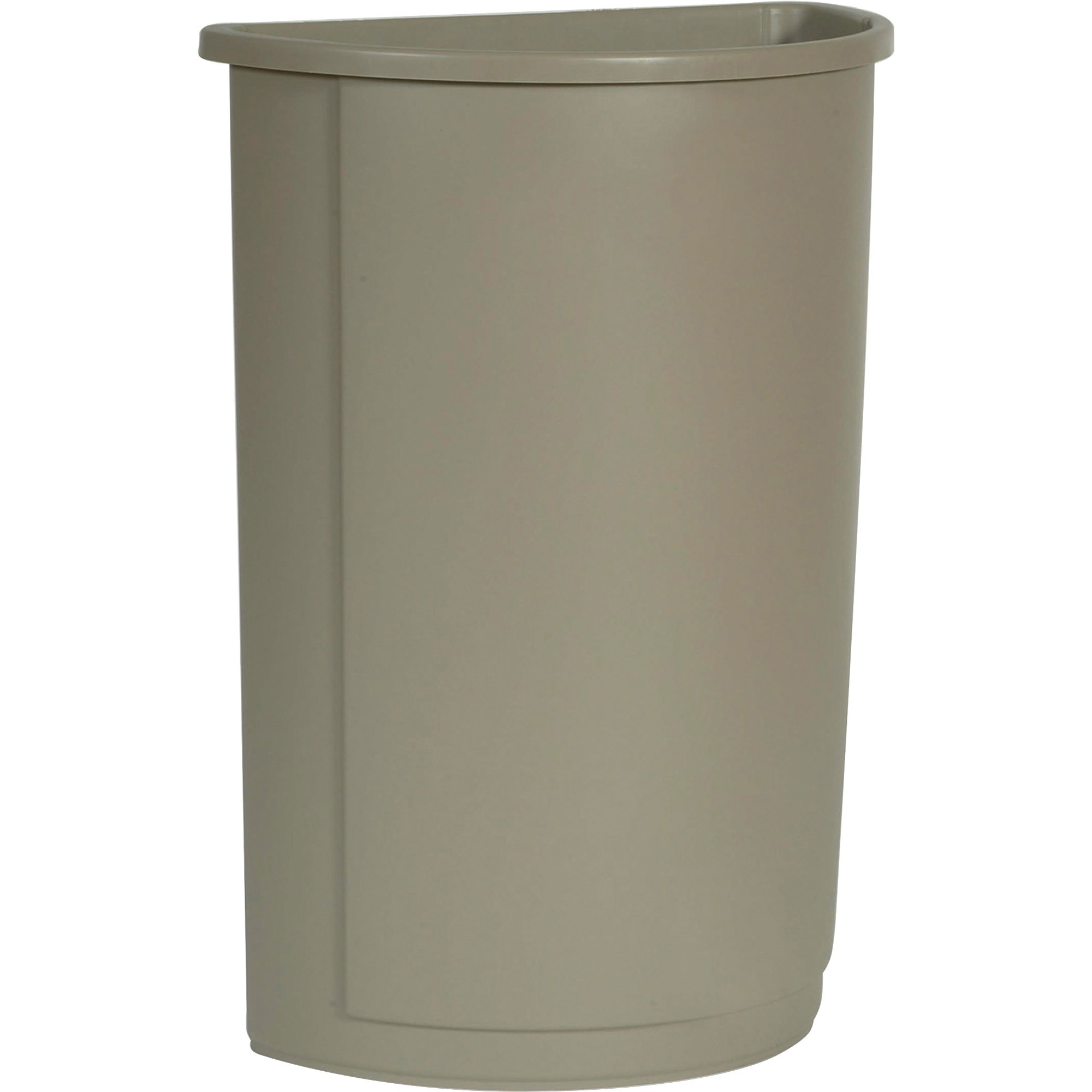 Rubbermaid Commercial Half Round Wastebaskets - 21 gal Capacity - Semicircular - 28" Height x 11" Width x 20.4" Depth - Beige - 1 Each