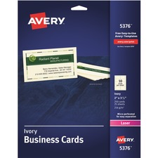 AveryÂ® Laser Business Card - Ivory - 79 Brightness - A8 - 2" x 3 1/2" - 250 / Pack - FSC Mix