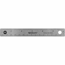 Westcott Stainless Steel Rulers - 6" Length 0.8" Width - 1/16, 1/32 Graduations - Metric, Imperial Measuring System - Stainless Steel - 1 Each - Stainless Steel