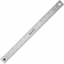 Westcott Stainless Steel Rulers - 15" Length 1" Width - 1/16, 1/32 Graduations - Metric, Imperial Measuring System - Stainless Steel - 1 Each - Stainless Steel